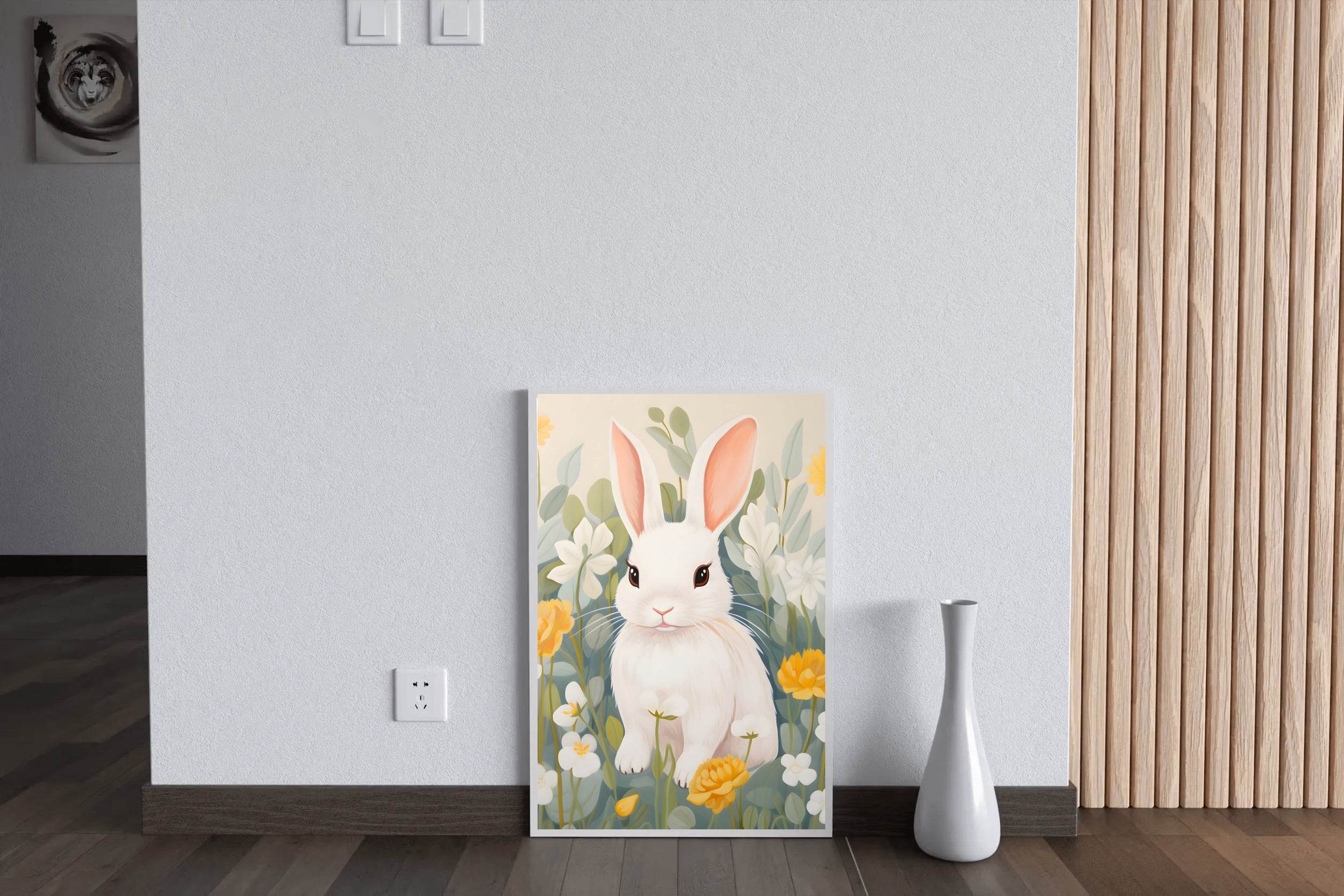 Shocked White Cartoon Bunny Wall Art - beink online art store