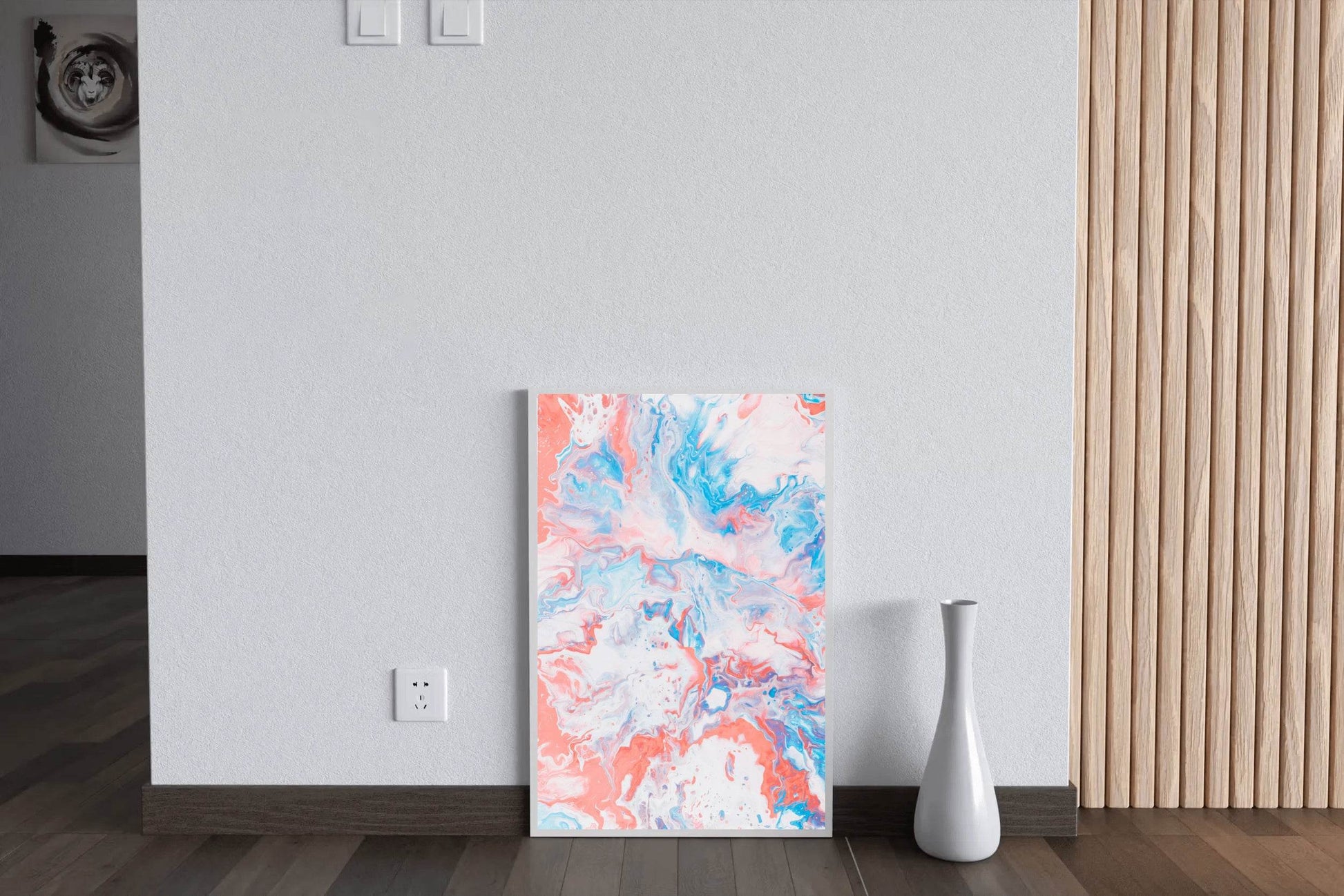 Spread of Aqua Pink Oil Paint Abstract Wall Art - beink online art store