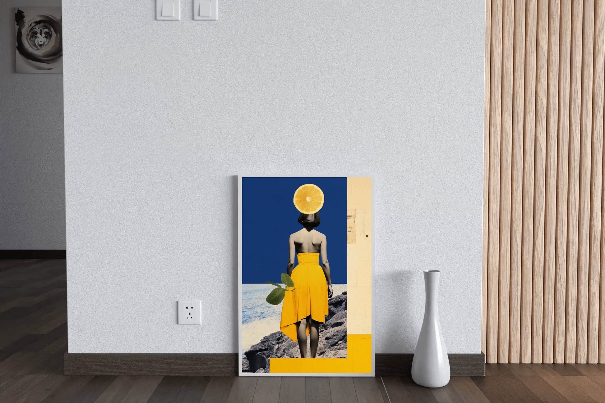 Girl Standing On a Rock Near Sea Abstract Wall Art - beink online art store