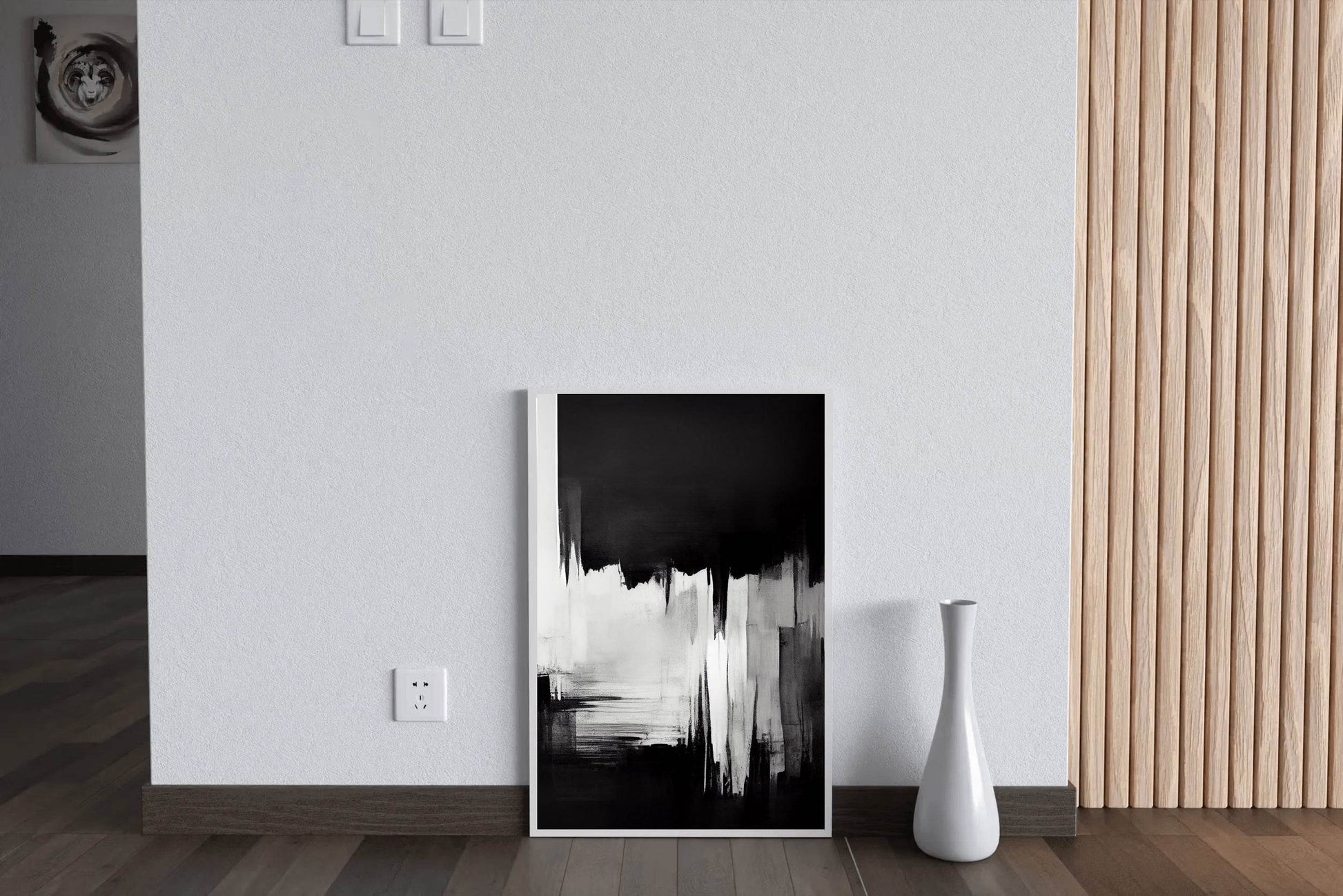 Black and White Brush Strokes Abstract Wall Art - beink online art store