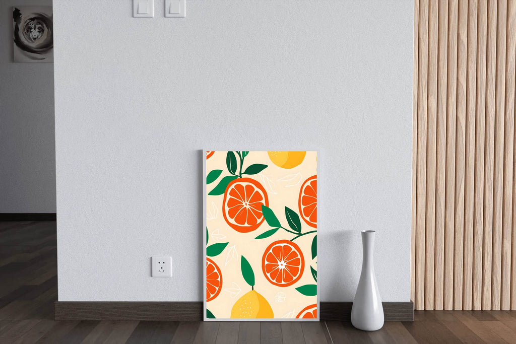 Drawing Of a Cut Orange Wall Art - beink online art store