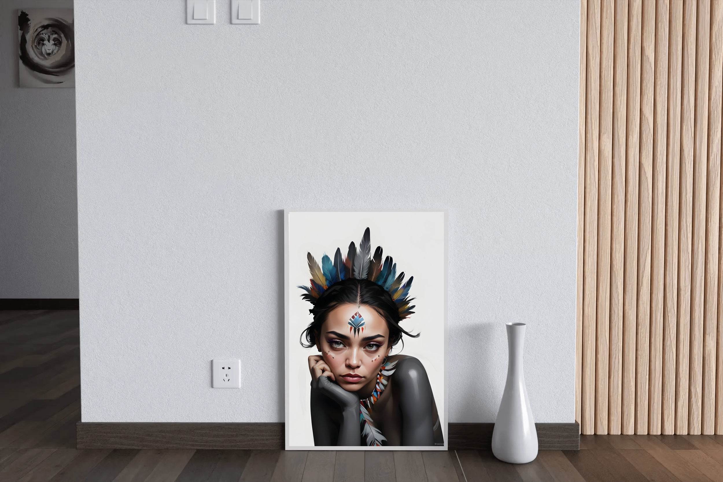 Native American Woman with Feather Wall Art - beink online art store