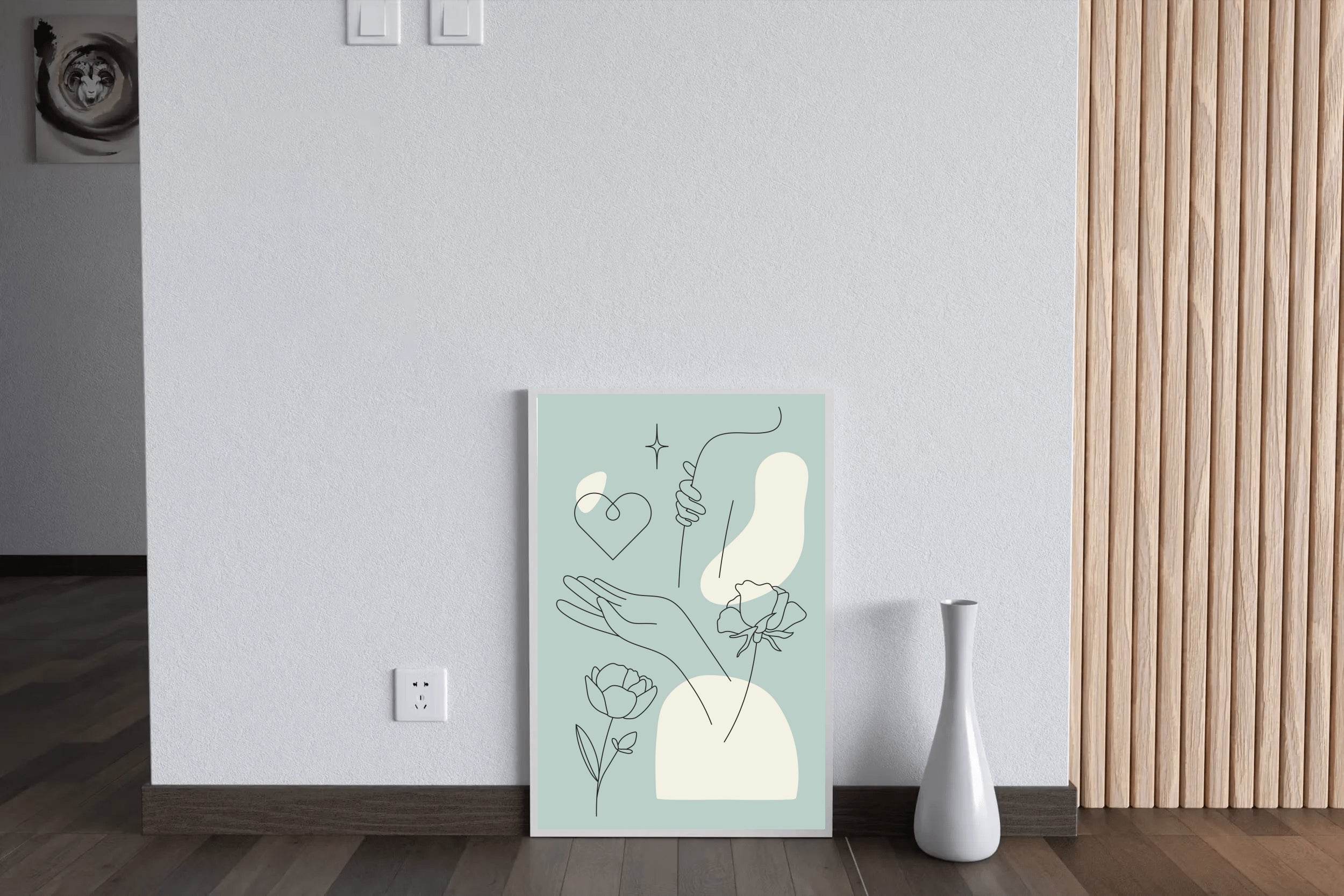 Minimal Design of Flowers Hands Wall Art - beink online art store