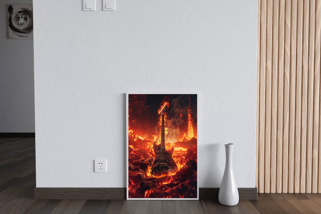 Fiery Rock Guitar Wall Art - beink online art store