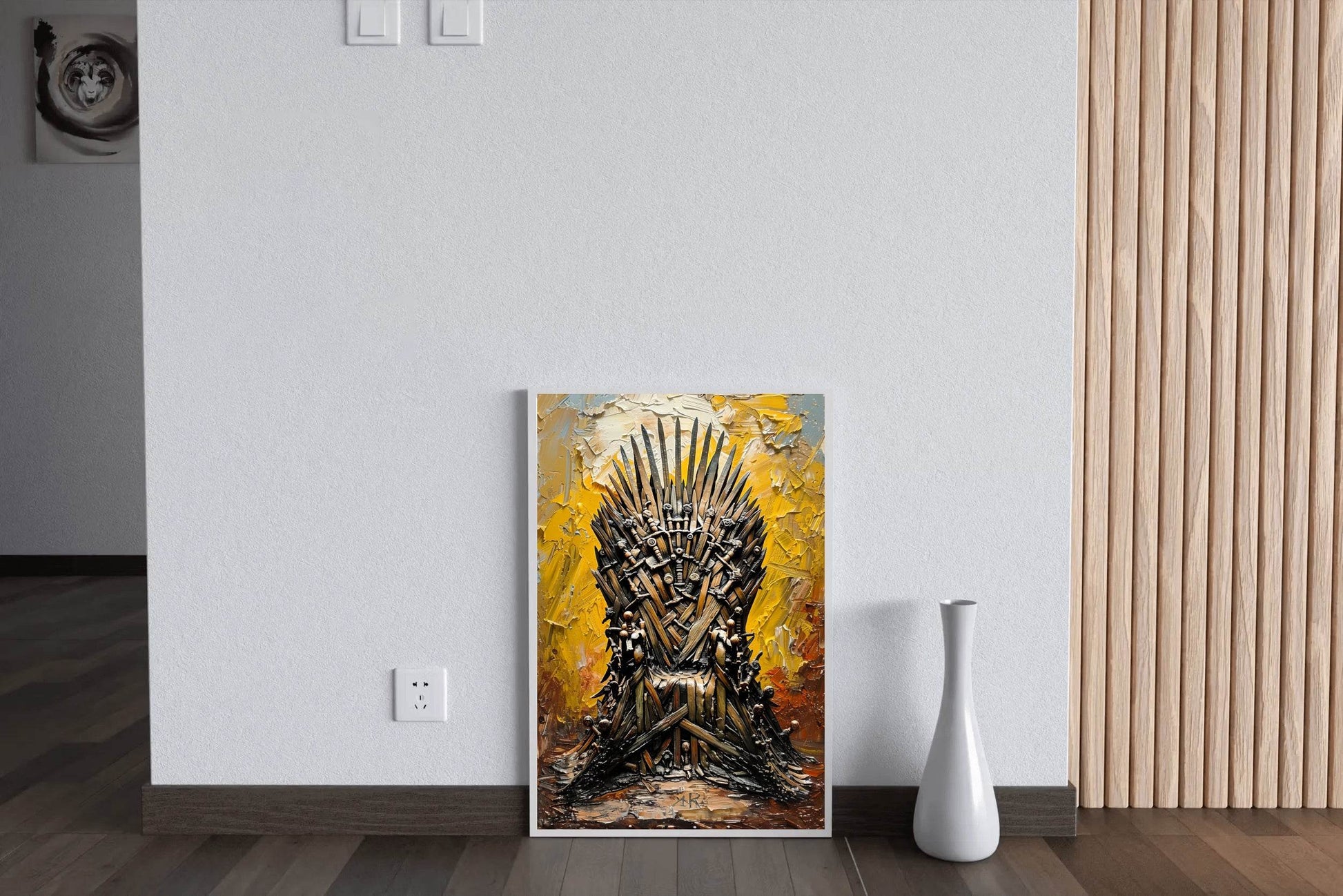 Painting Of A Chair Made Of Daggers And Swords Wall Art - beink online art store