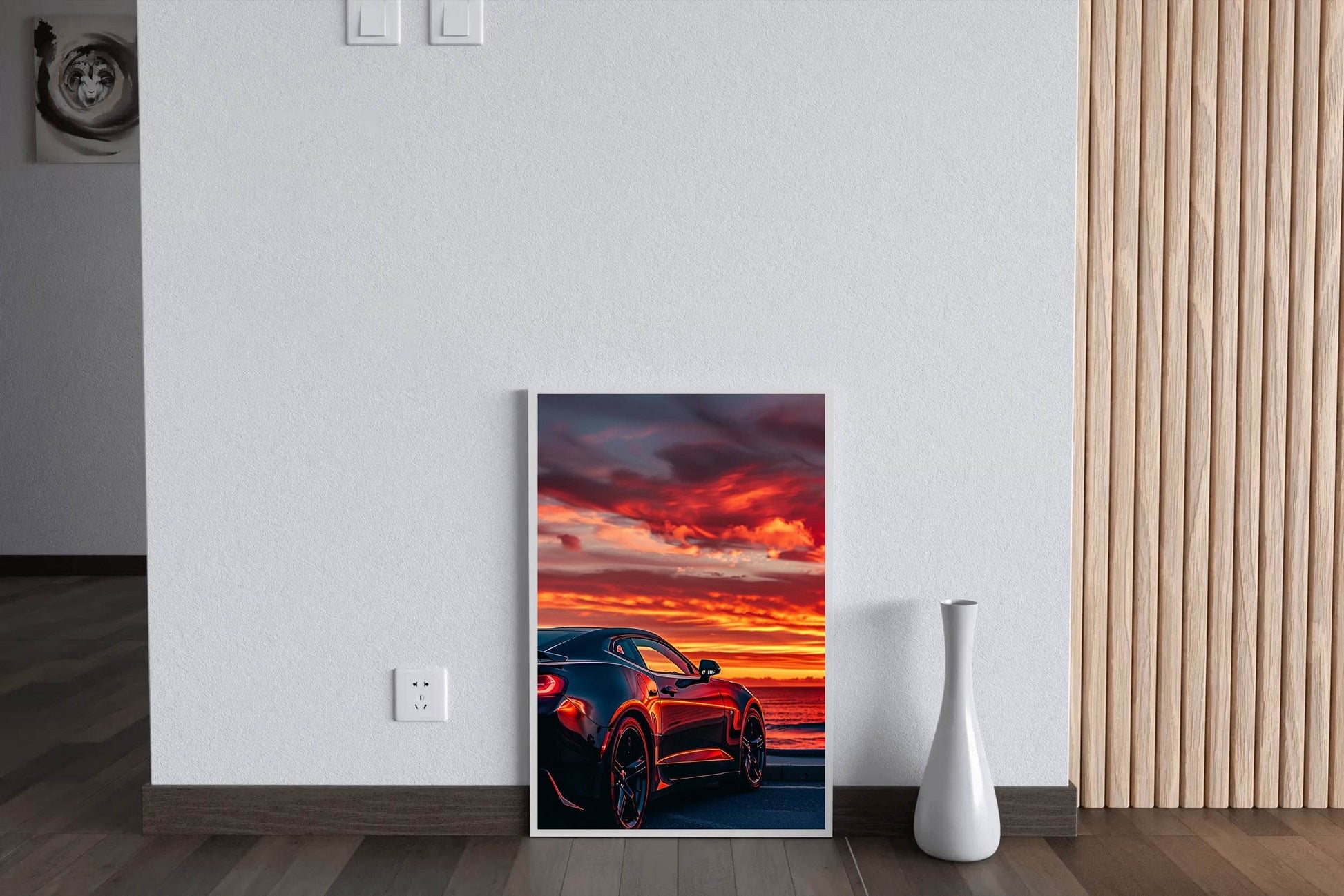 Black Camaro Sunset Wall Art - beink online art store