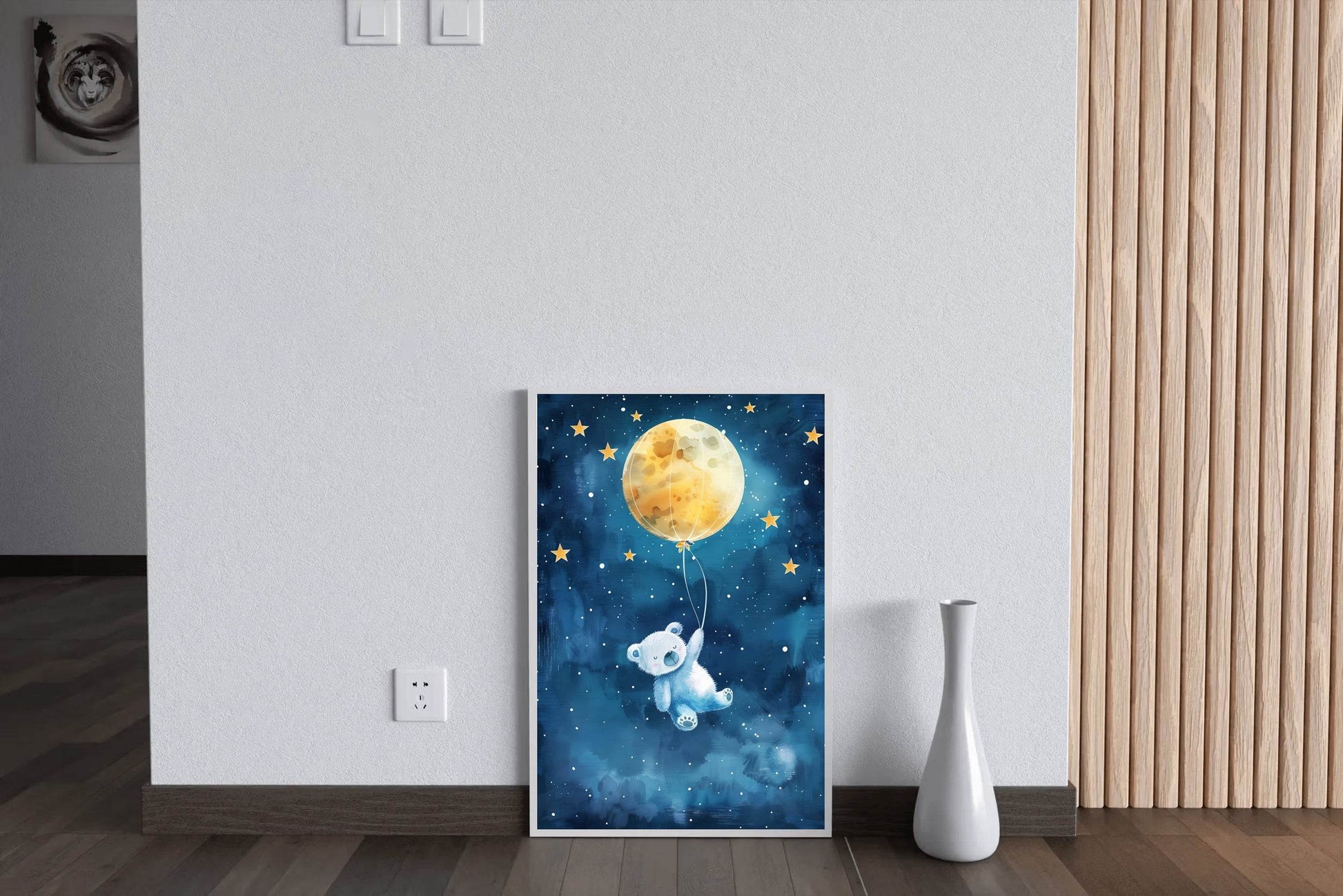 Flying Teddy Bear With Yellow Balloon - beink online art store