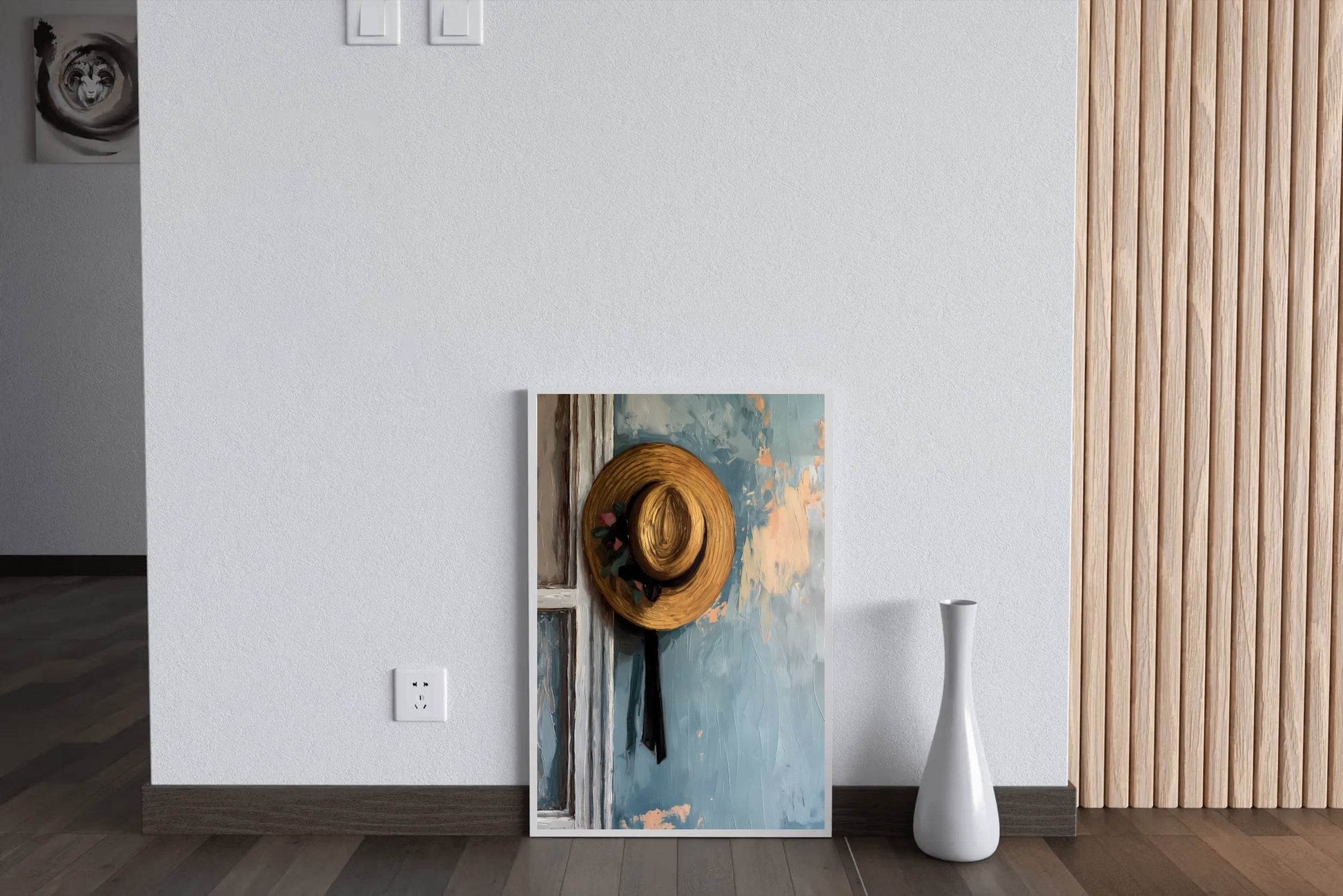 Women Wide Brim Hat Painting Wall Art - beink online art store