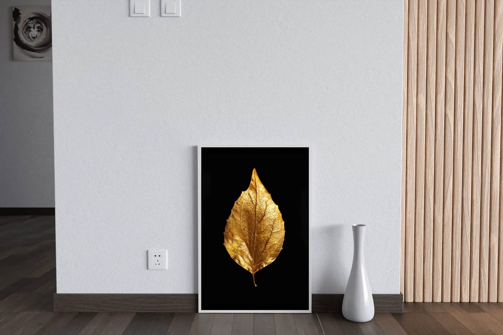 Golden And Black Dry Leave - beink online art store