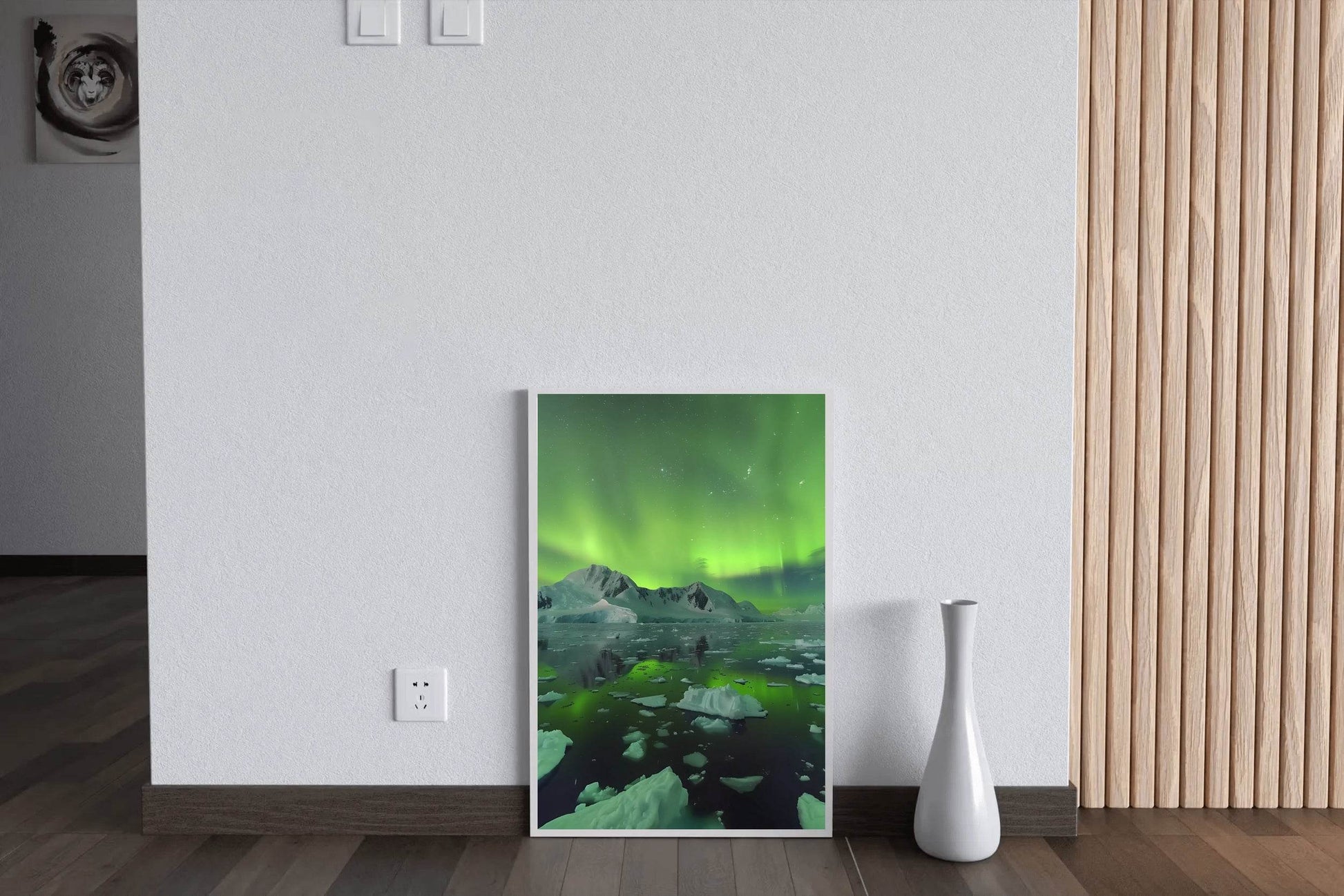 Green Northern lights with Iceberg Wall Art - beink online art store