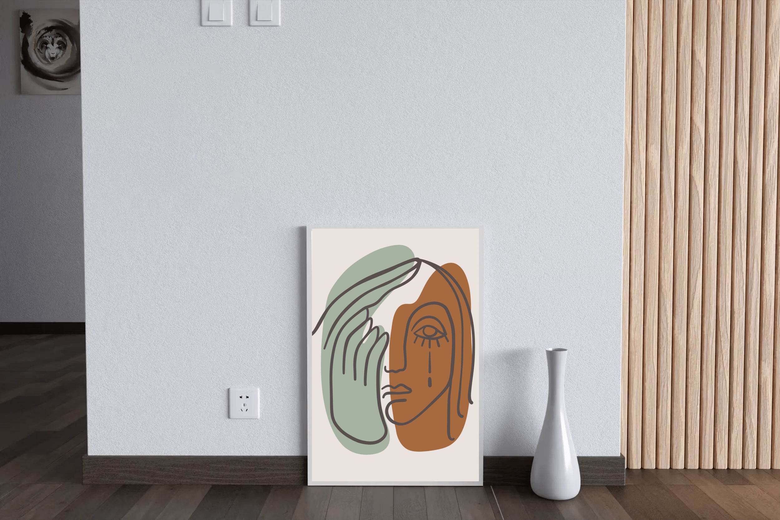 Minimalist Portrait with a Hand Covering an Eye ArtWork - beink online art store