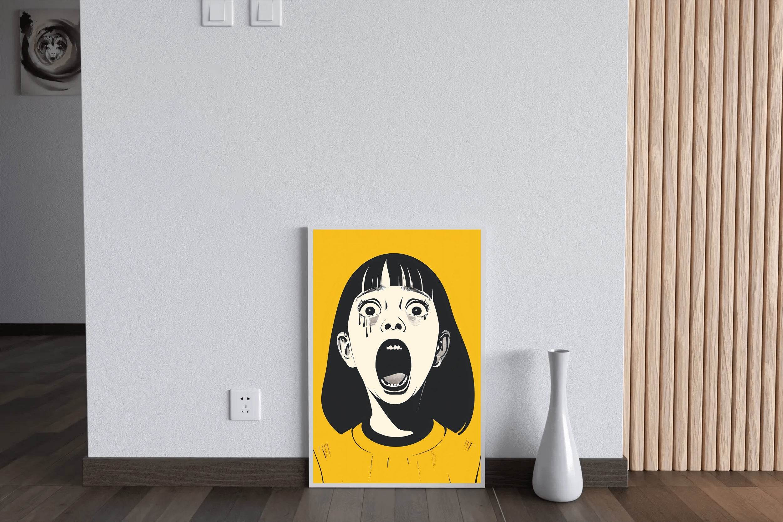 Crying Girl With Yellow Background Wall Art - beink online art store