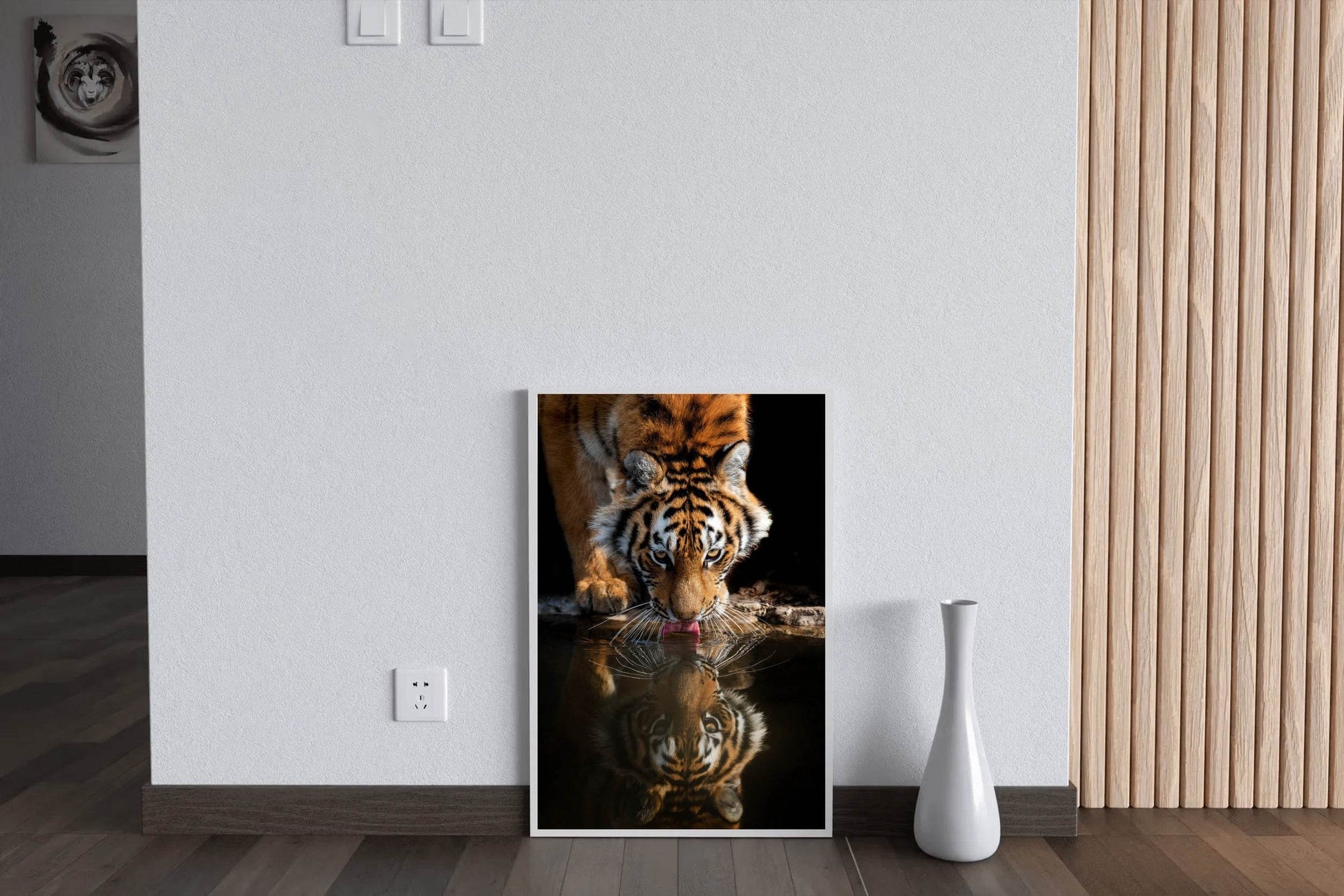 Bengal Tiger Drinking Water Animal Wall Art - beink online art store
