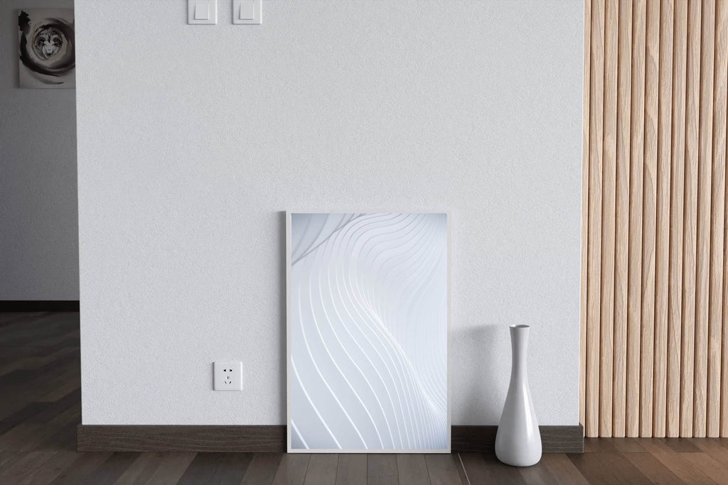 White Technology Waves Abstract Wall Art - beink online art store