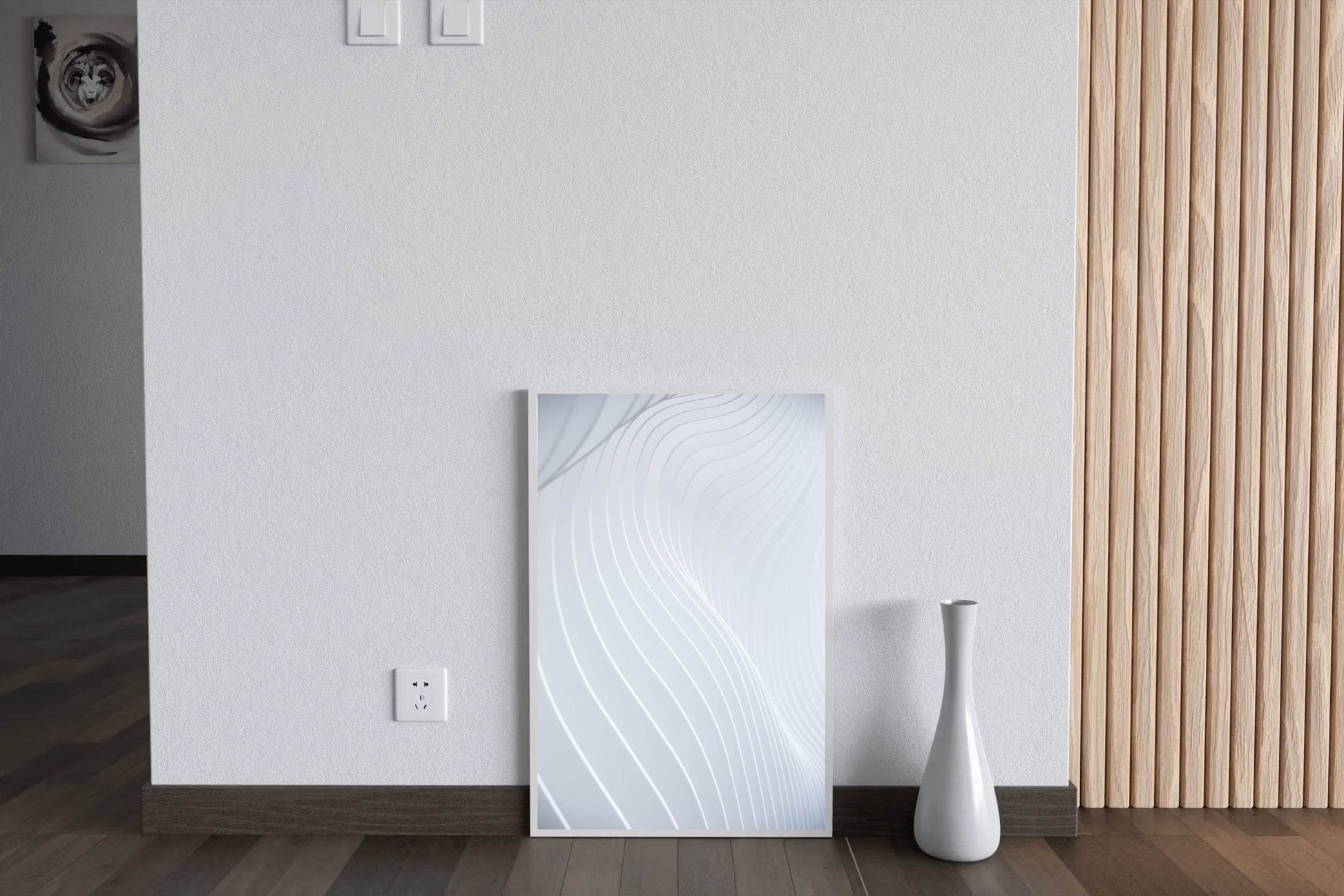 White Technology Waves Abstract Wall Art - beink online art store