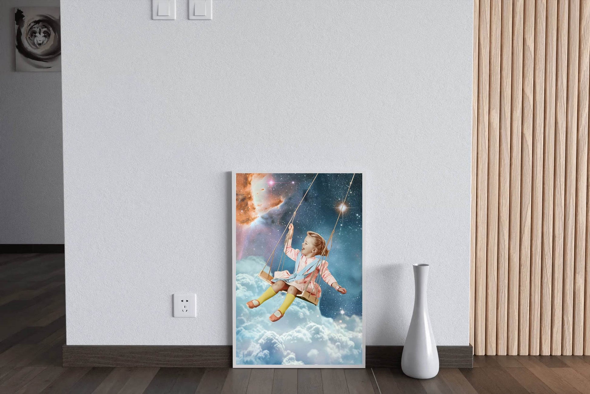 Little Girl Swinging in Space Wall Art - beink online art store