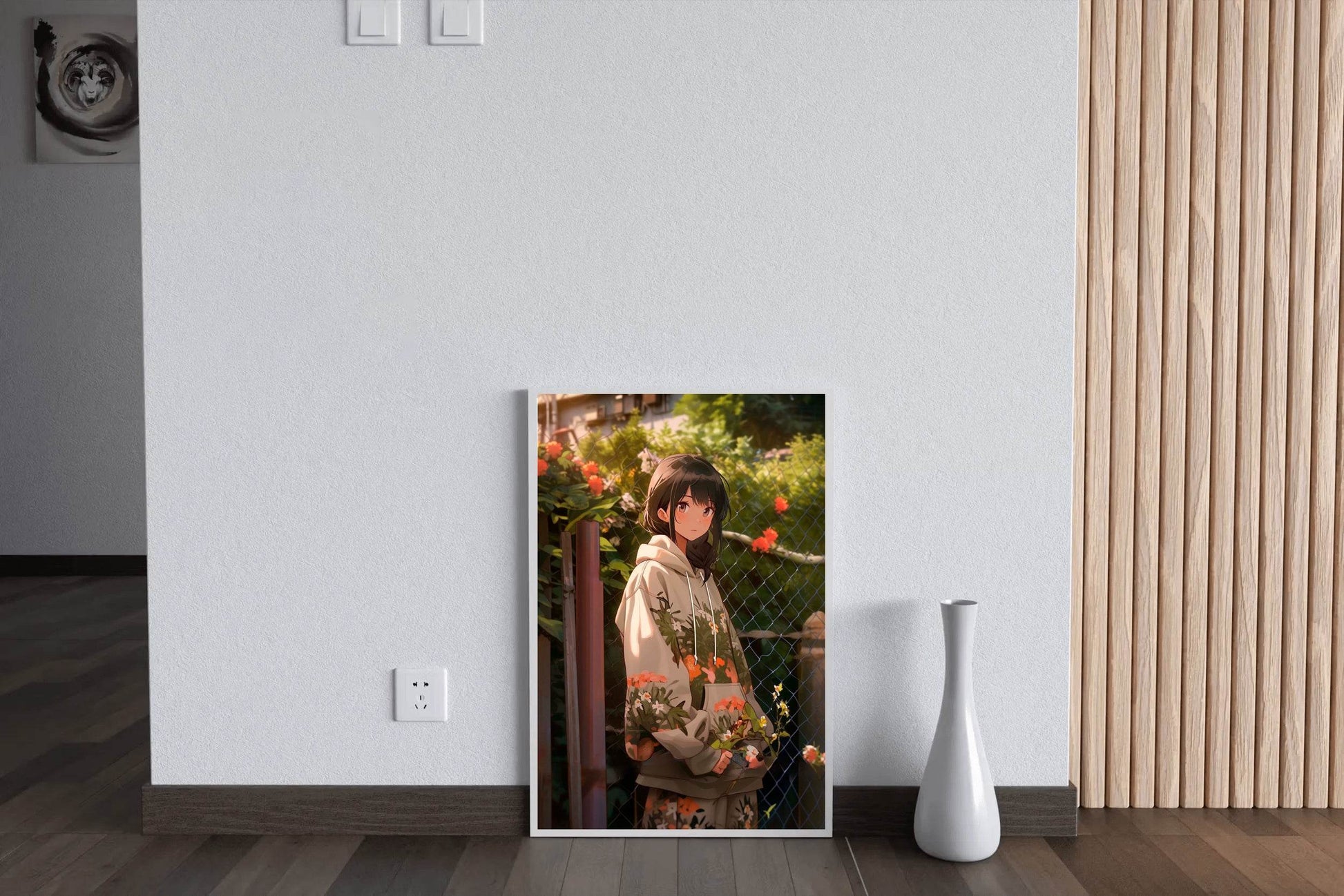 Beautiful Anime woman in Garden Anime Wall Art - beink online art store