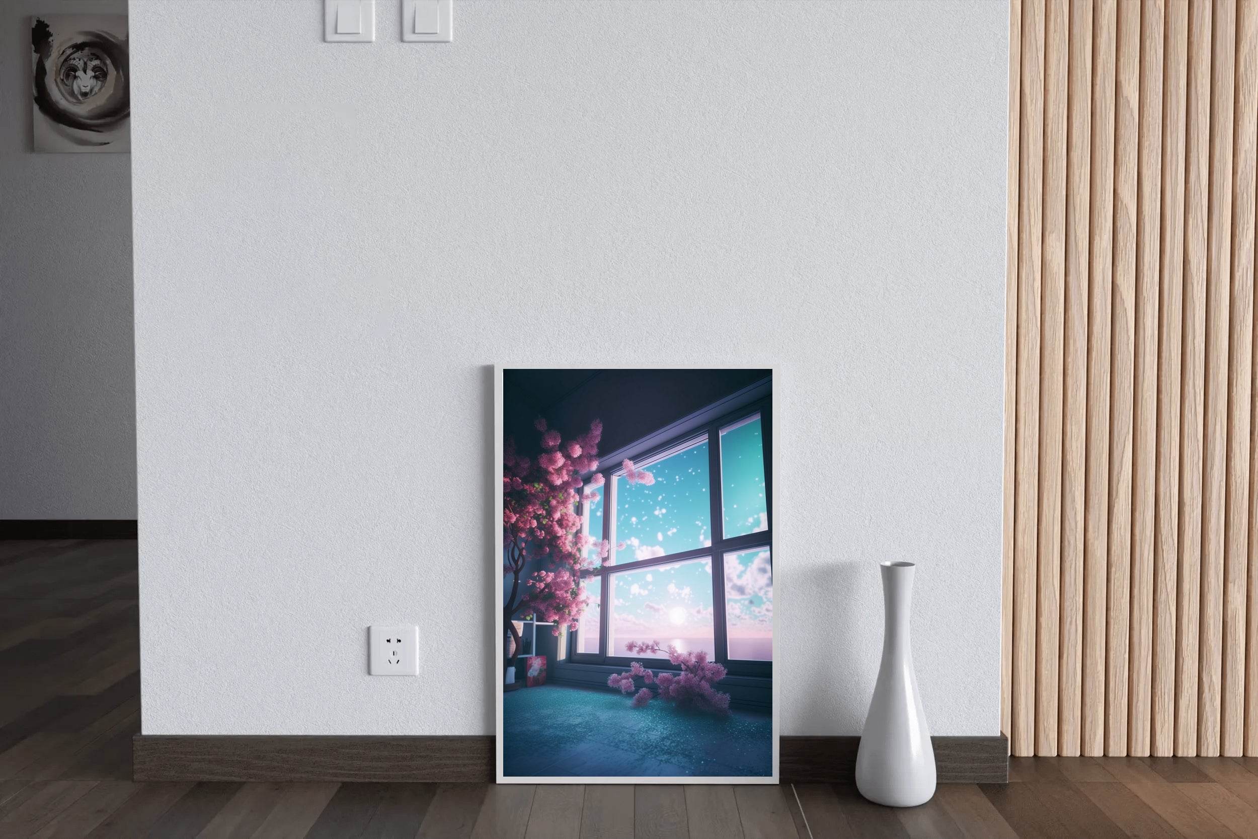 Surreal and Mystical View With Pink Blooming Cherry Trees Anime Wall Art - beink online art store