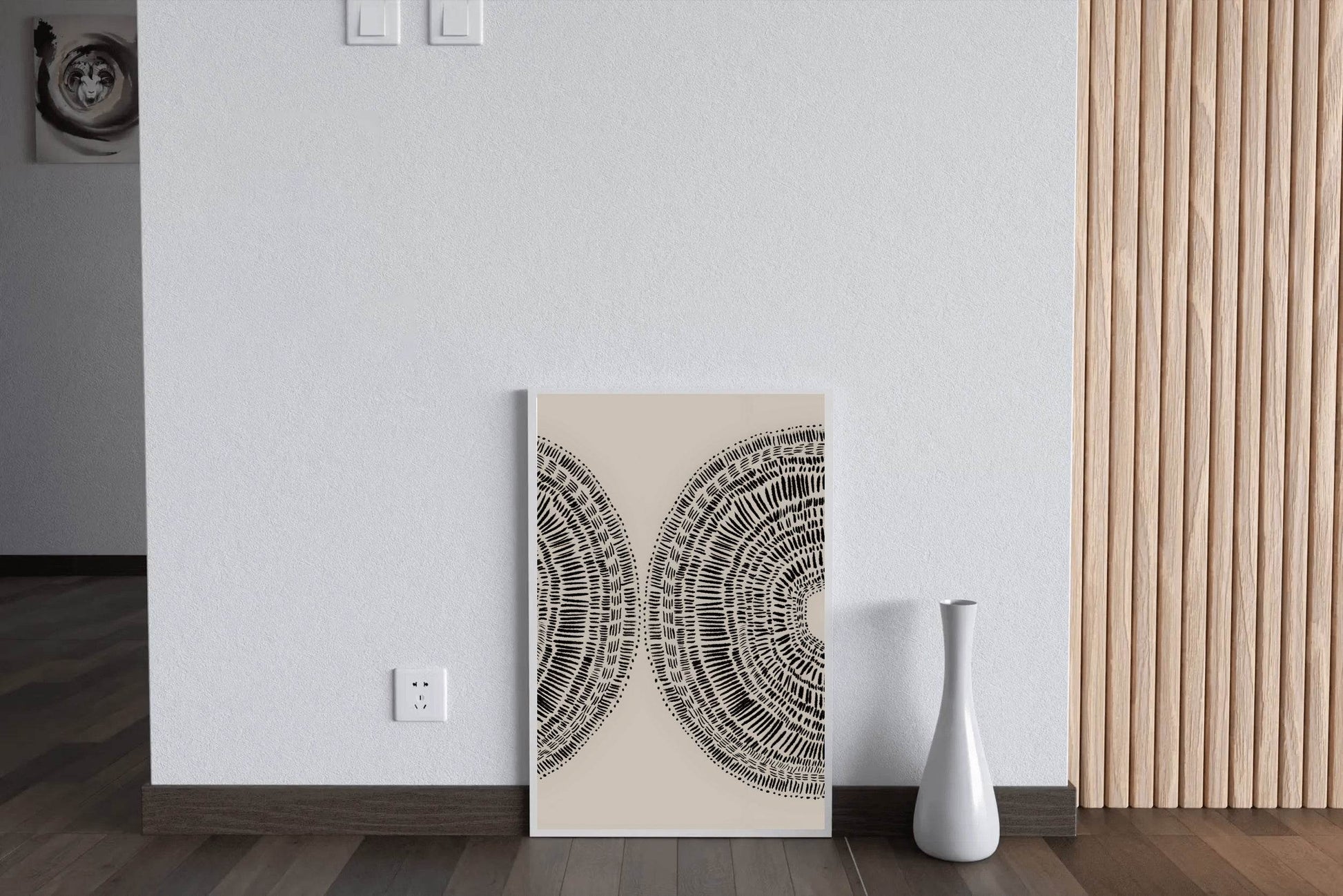 Mushroom Pair Black Lines Modern Wall Art - beink online art store