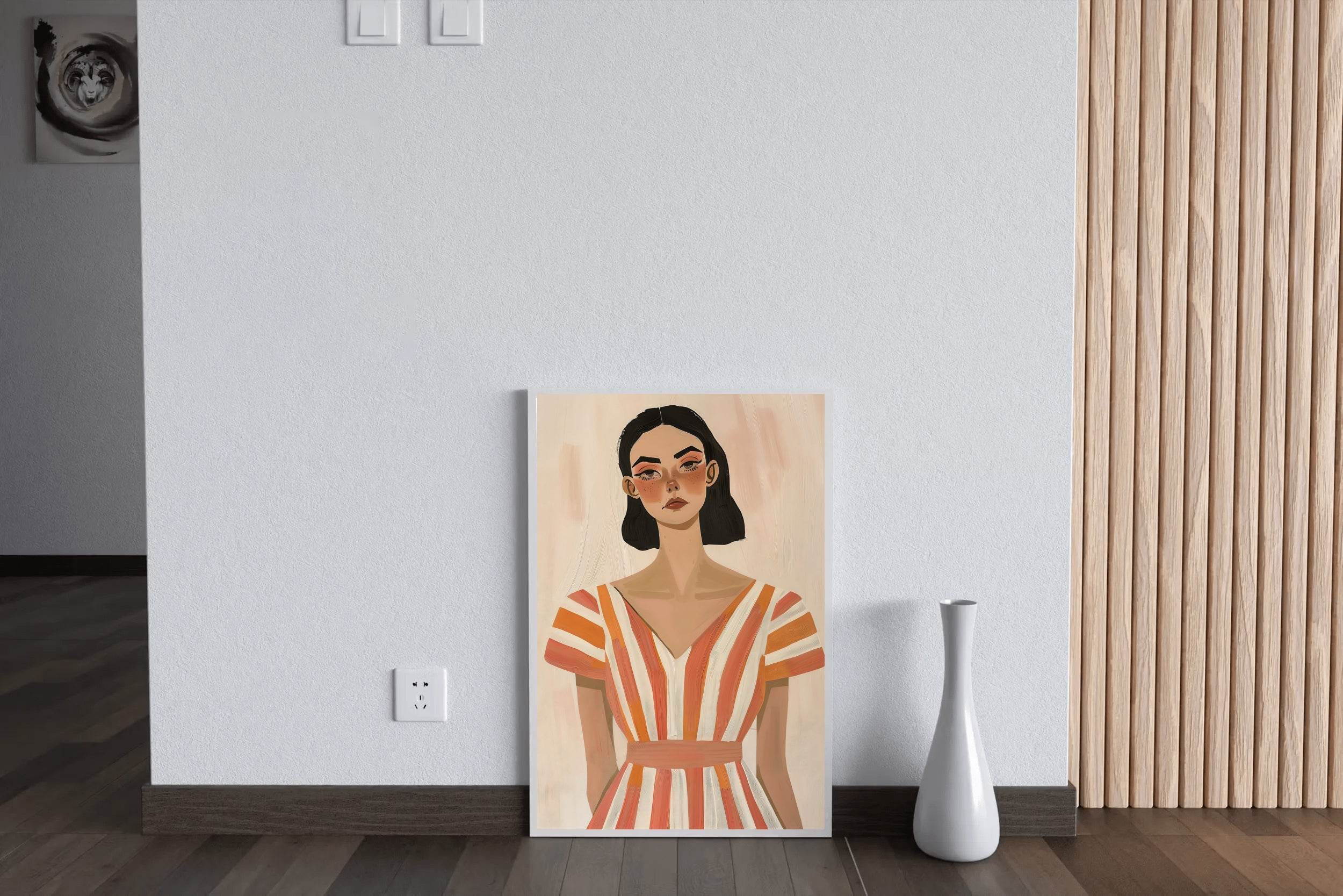 Women in Senset Stripes Dress - Bold Serenity Wall Art - beink online art store