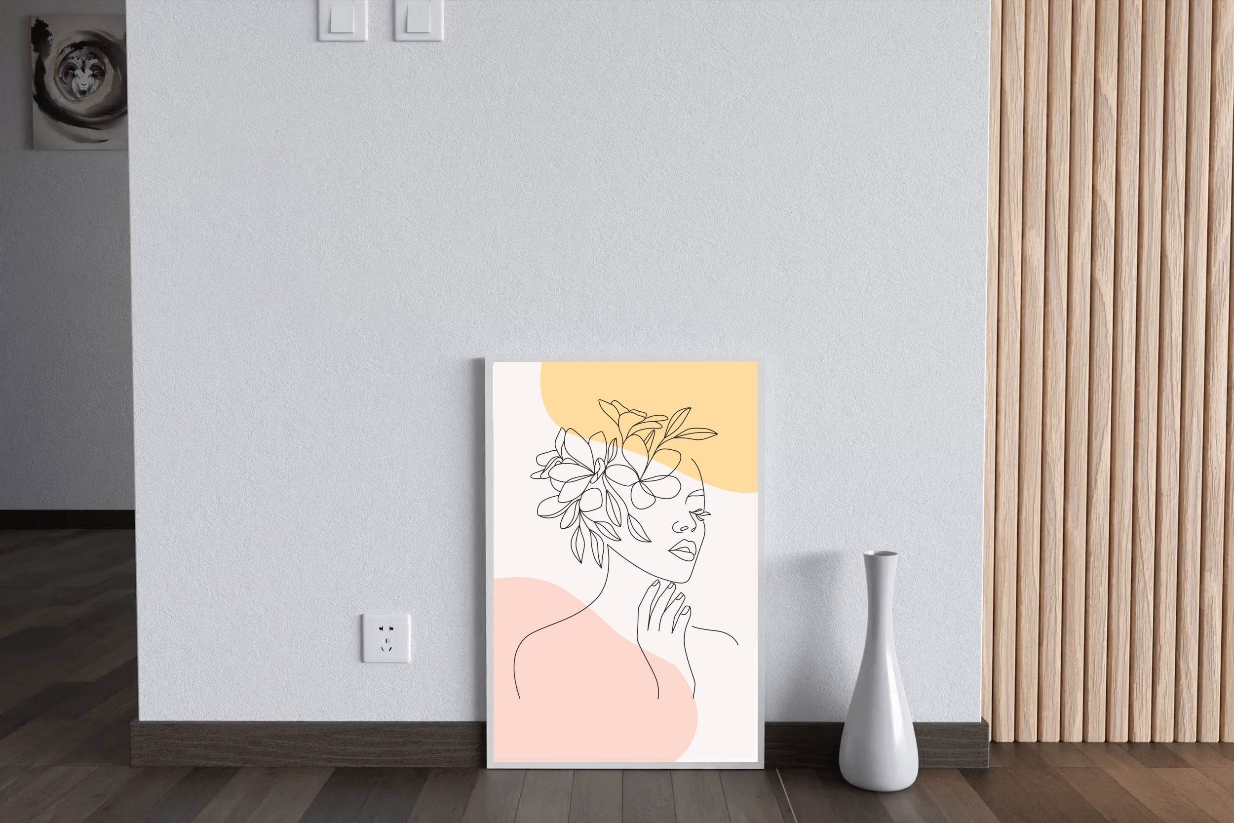 Girl With Flowers on Her Head Wall Art - beink online art store