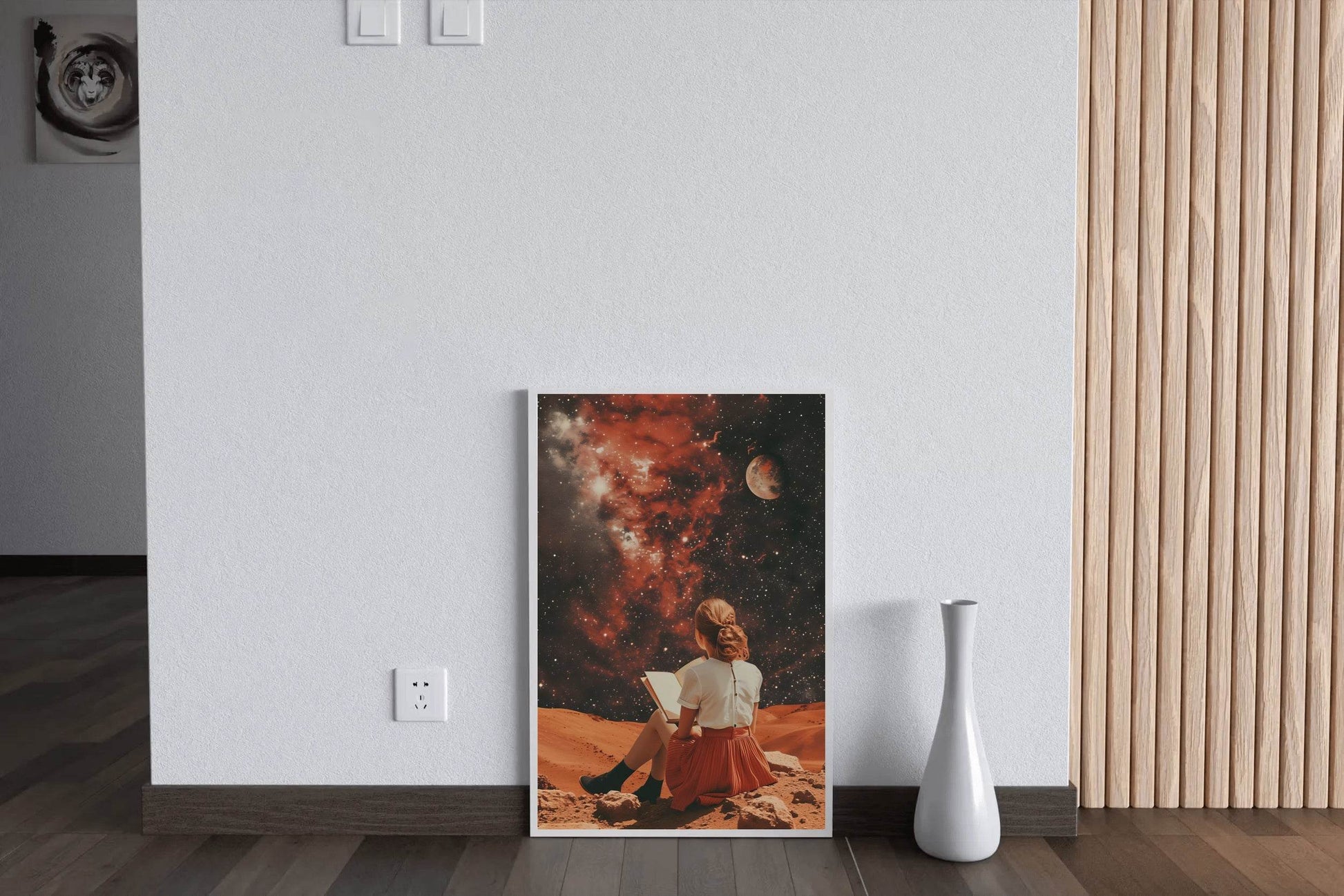Girl Holding A Book in Space Wall Art - beink online art store