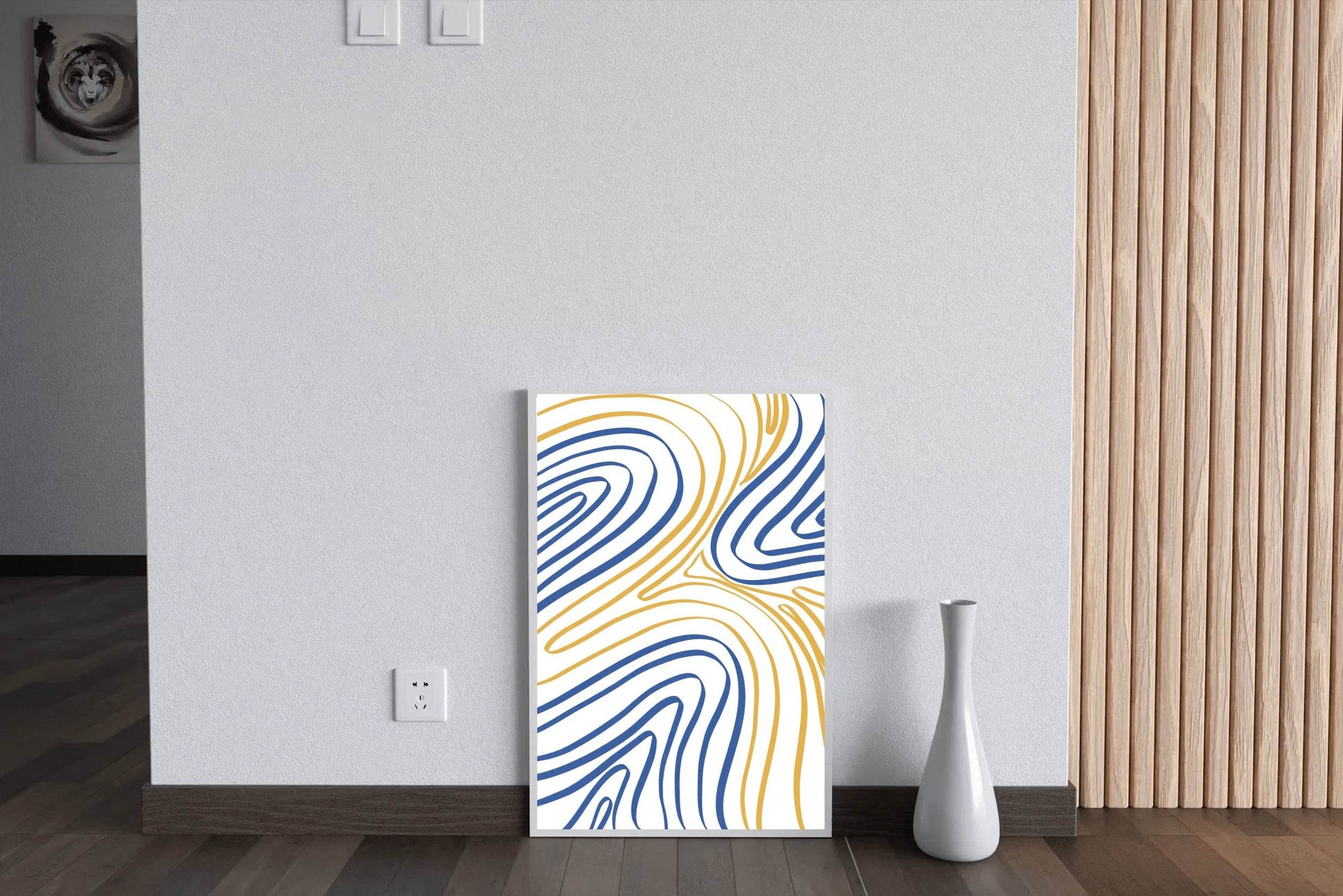 Blue And Yellow Wavy Lines Wall Art - beink online art store