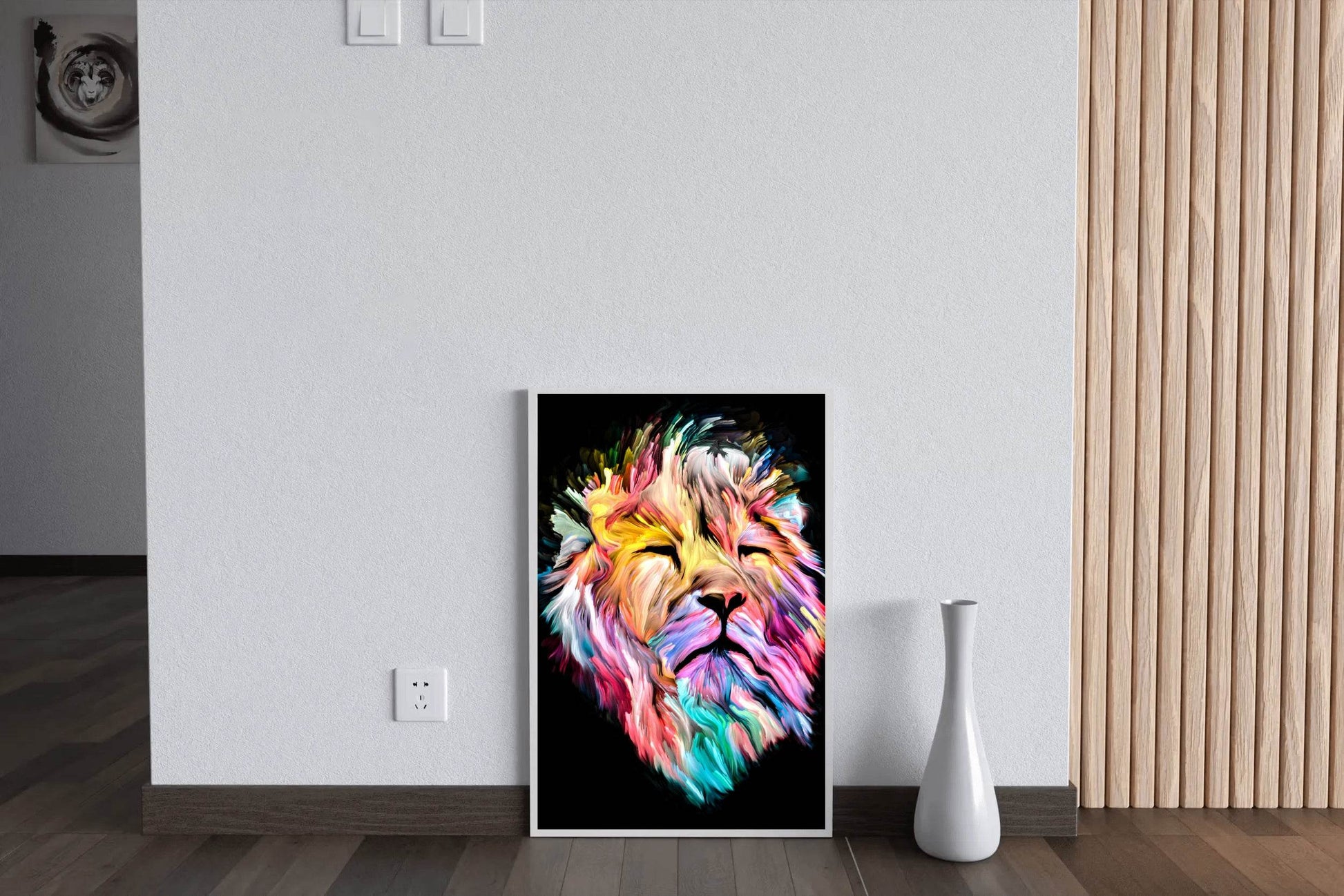 Multicolor Lion Face Illustration Wall Art - beink online art store
