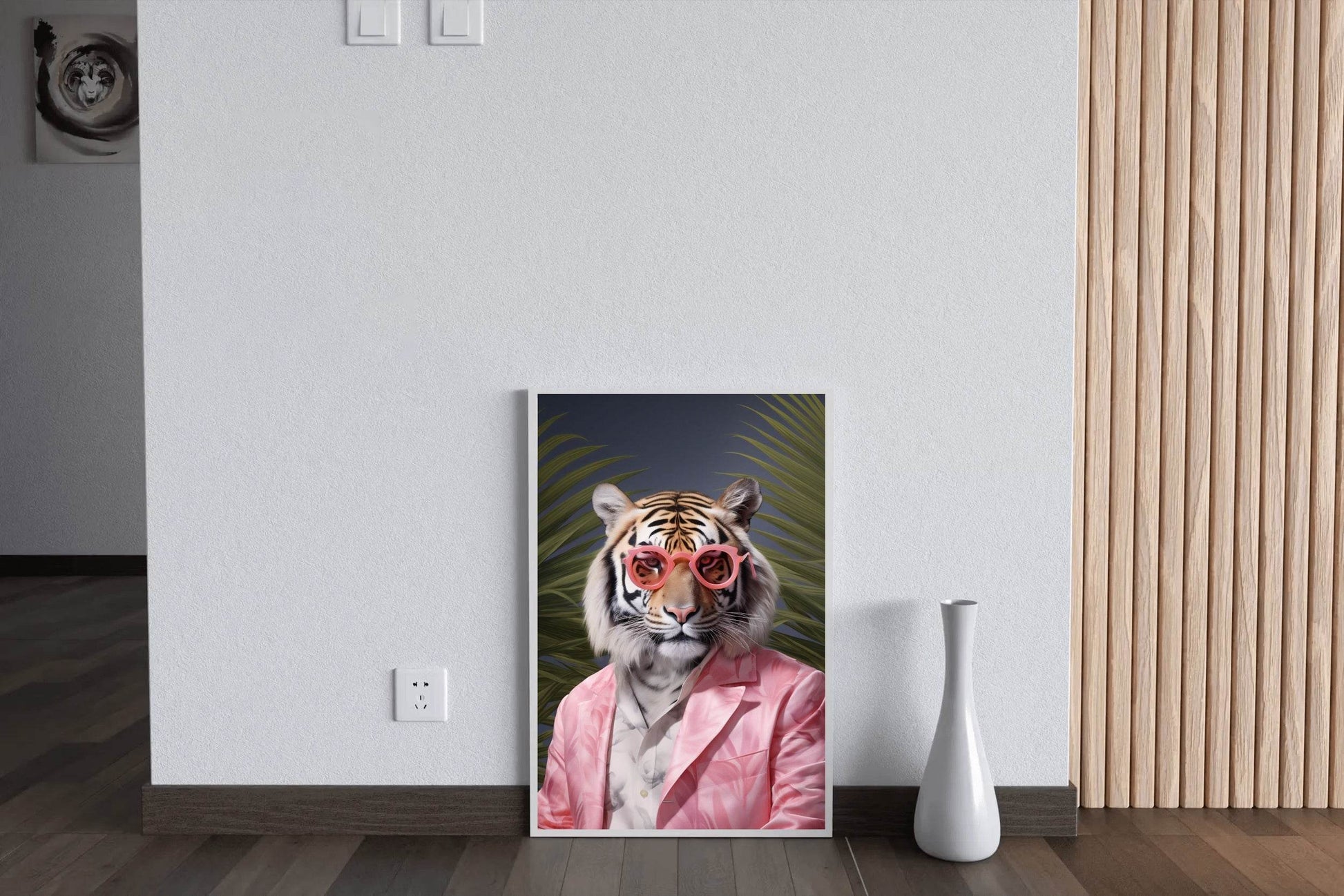 Tiger Wearing Pink Goggle and Coat Animal Wall Art - beink online art store