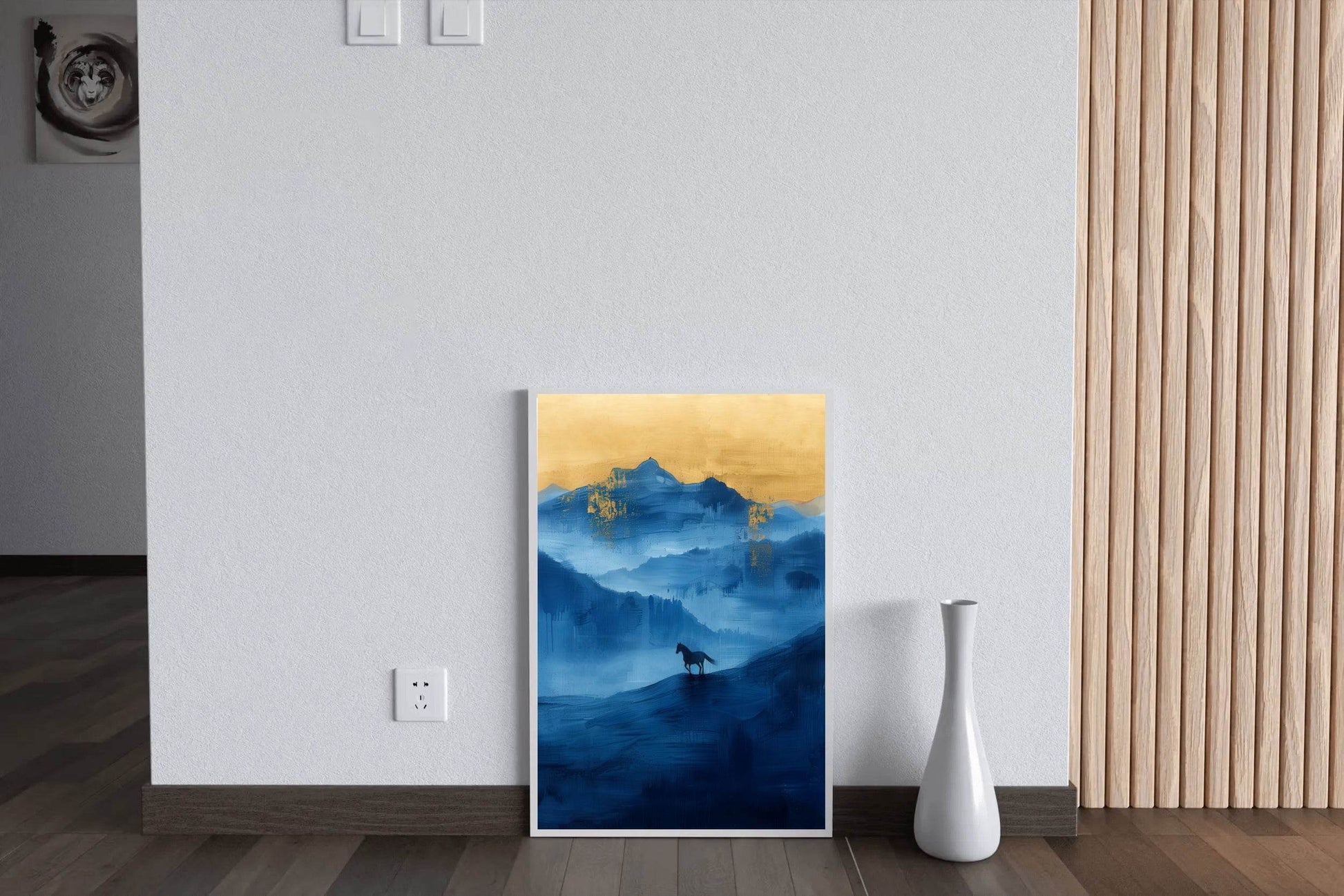 Black Horse Painting In The Mountains Wall Art - beink online art store