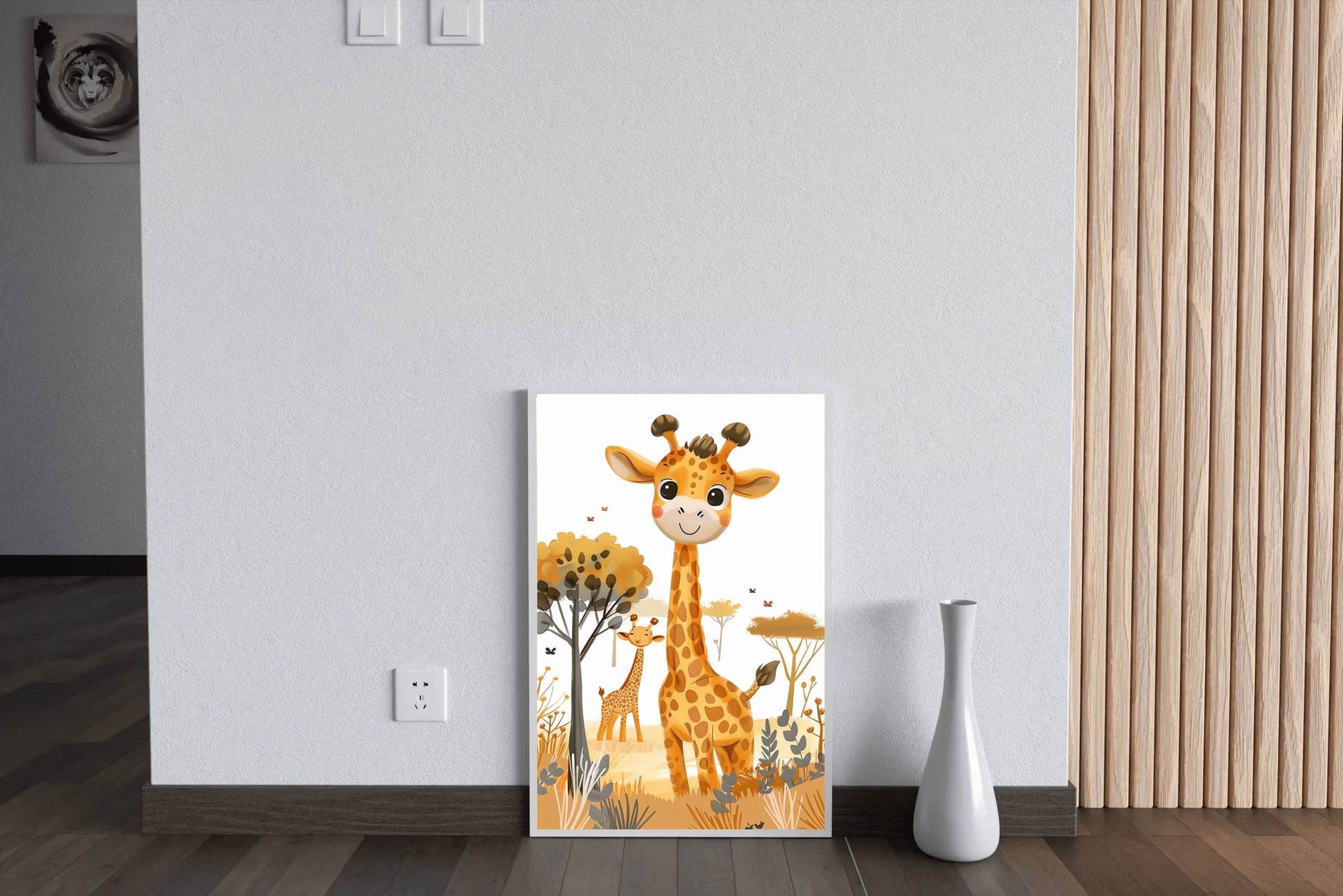 Cute Cartoon Giraffes in a Colorful Landscape With Trees - beink online art store
