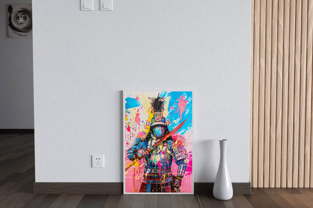 Futuristic Samurai Warrior in Vibrant Colors Wall Art - beink online art store