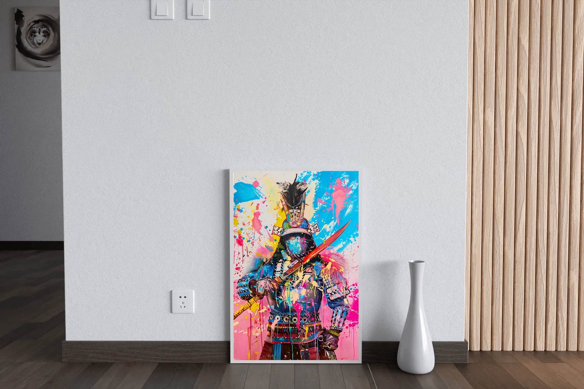 Futuristic Samurai Warrior in Vibrant Colors Wall Art - beink online art store