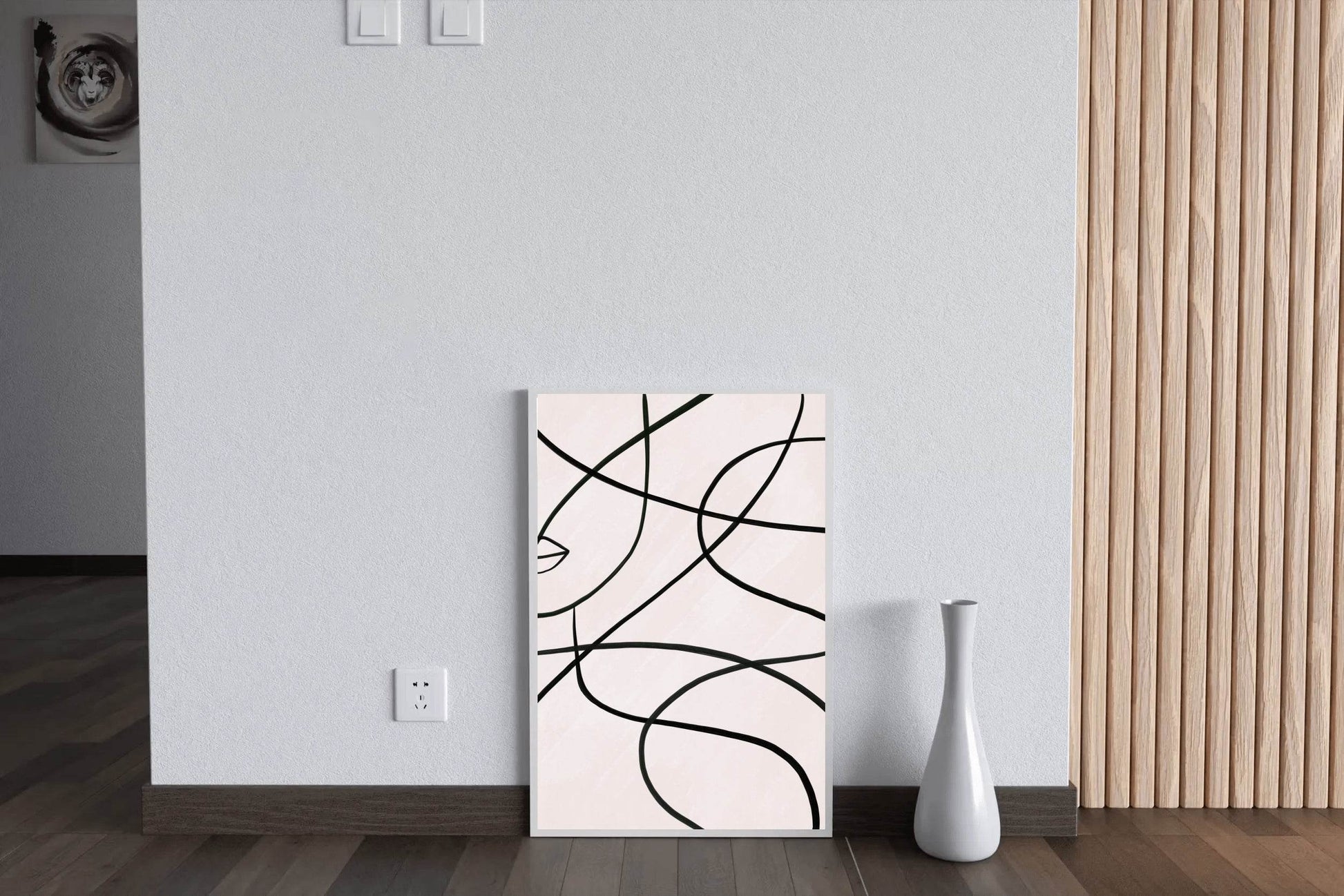 Drawing Black Curved Waves Wall Art - beink online art store