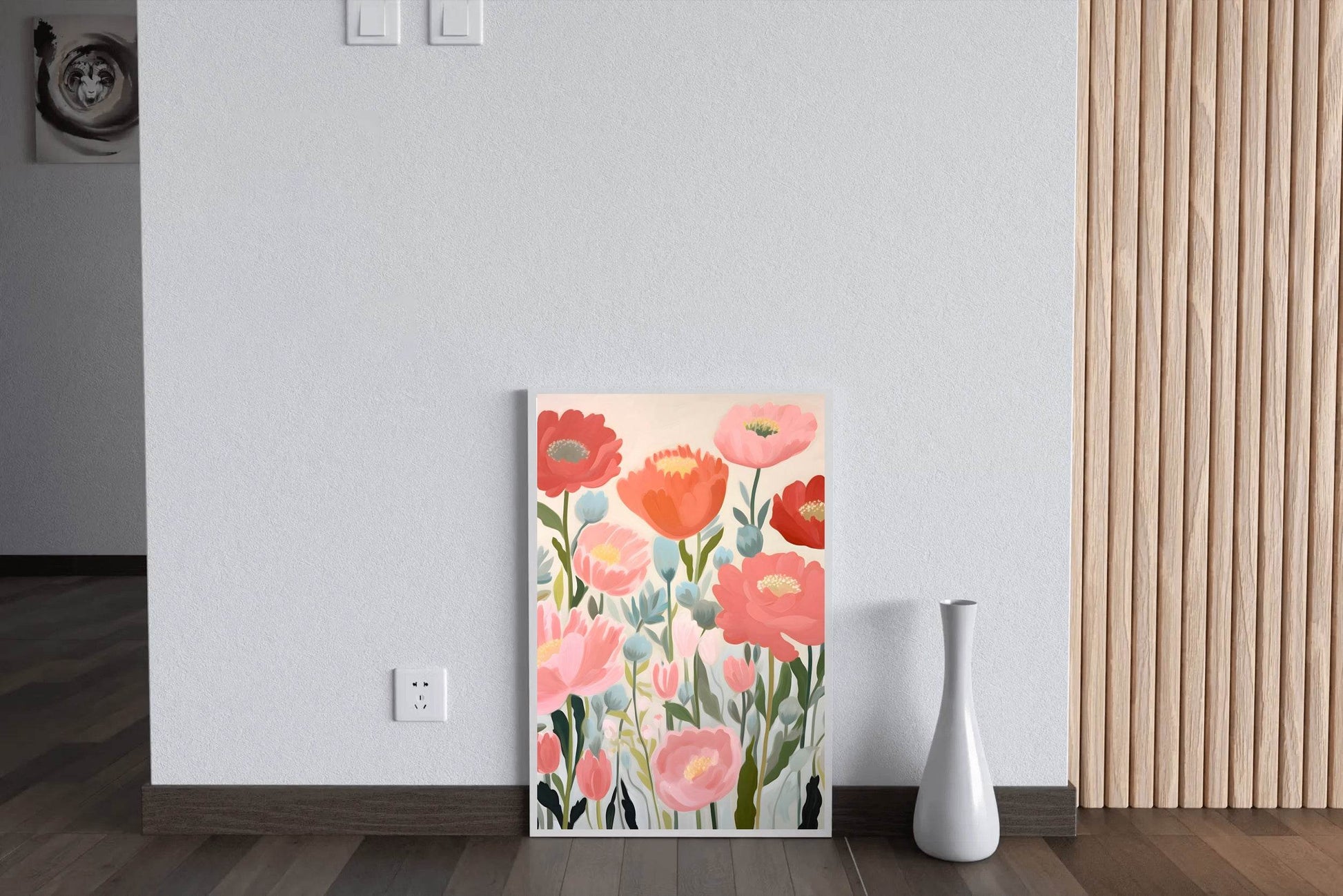 Watercolor Painting of Red and Pink Flowers - beink online art store