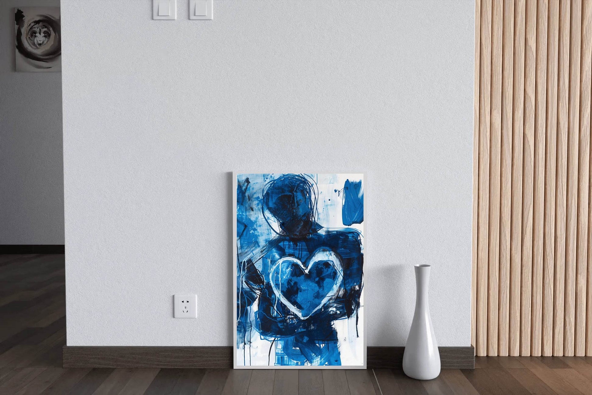 Blue Heart Painting With Oil Paint Wall Art - beink online art store