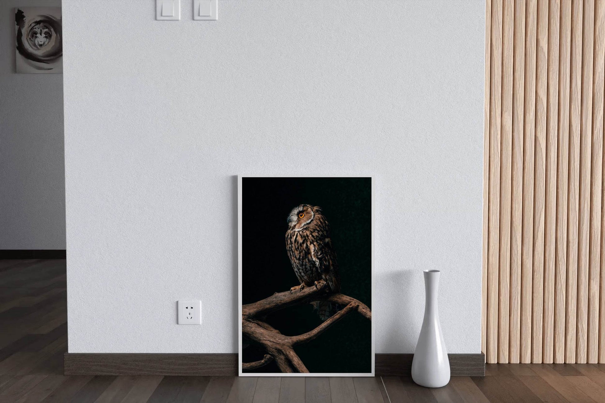 Long-Eared Owl Sitting on Branch Wall Art - beink online art store