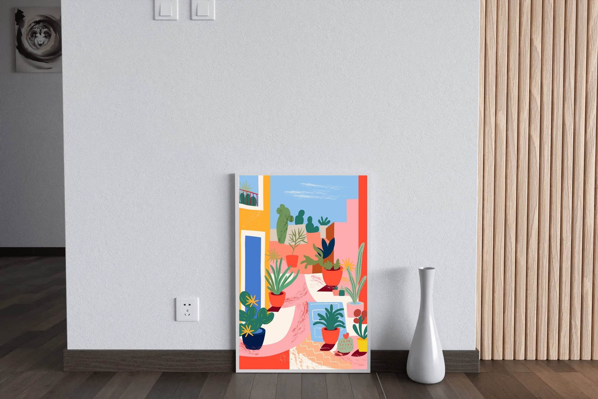 Painting Cactus Pots In The Yard - beink online art store