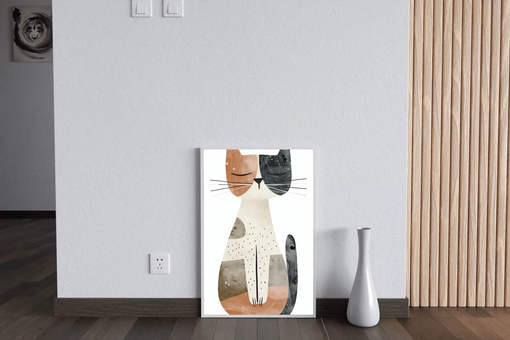 Geomatrical Painted Illustration of a Cat - beink online art store