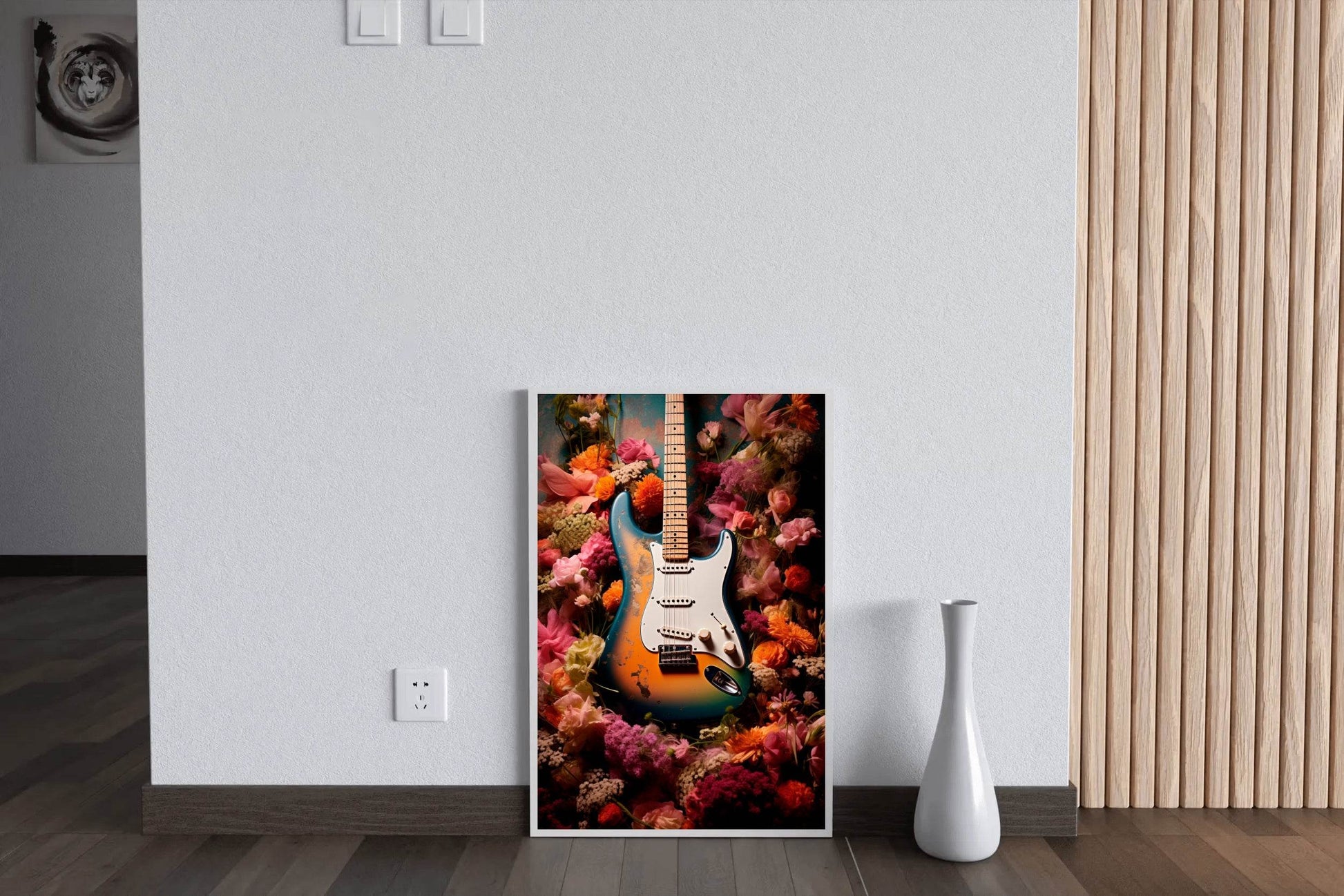 Guitar With Spring Flowers Wall Art - beink online art store