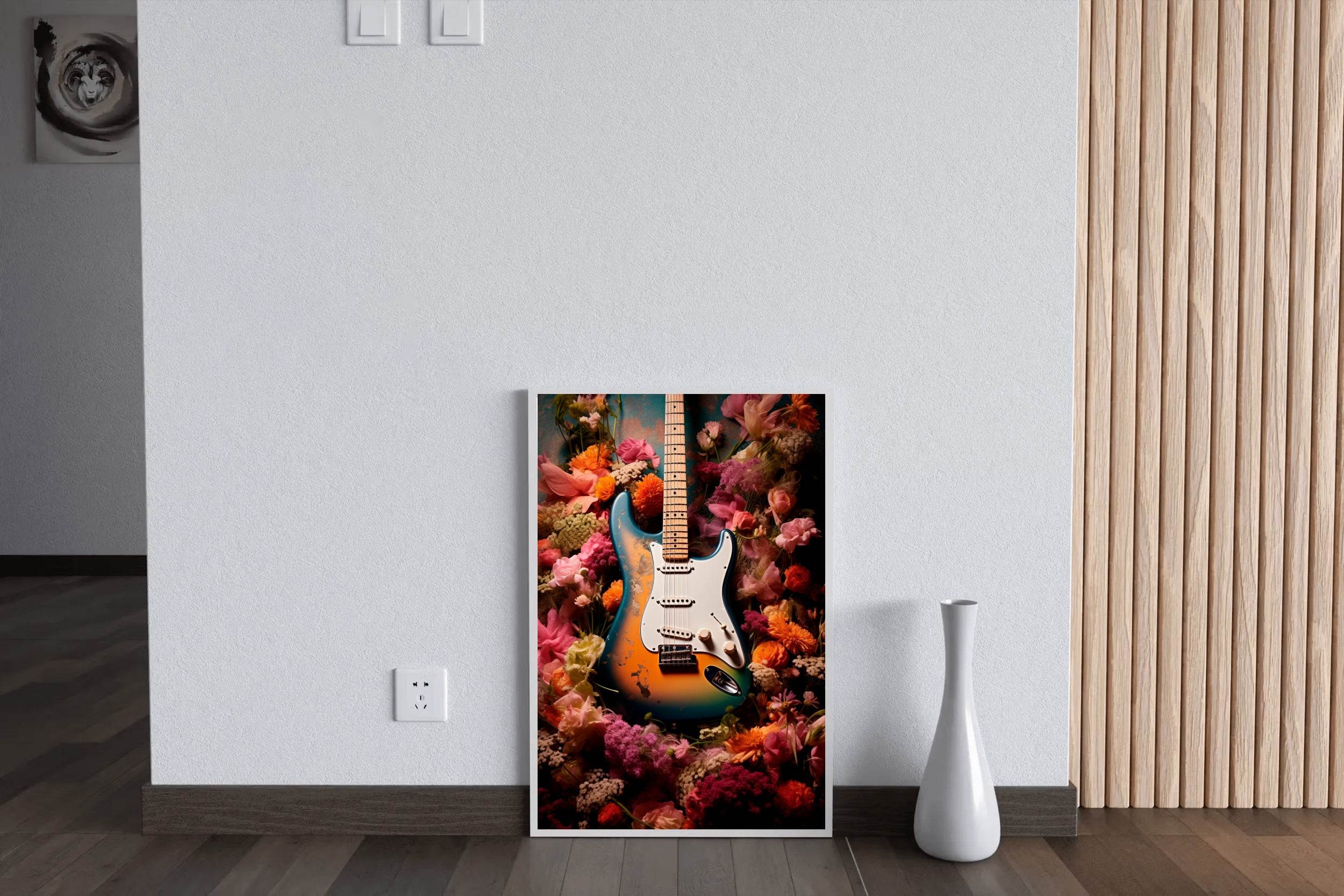 Guitar With Spring Flowers Wall Art - beink online art store