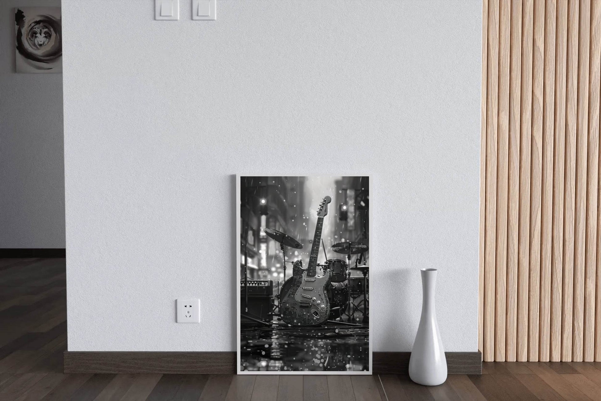 Guitar Left In The Rain Wall Art - beink online art store