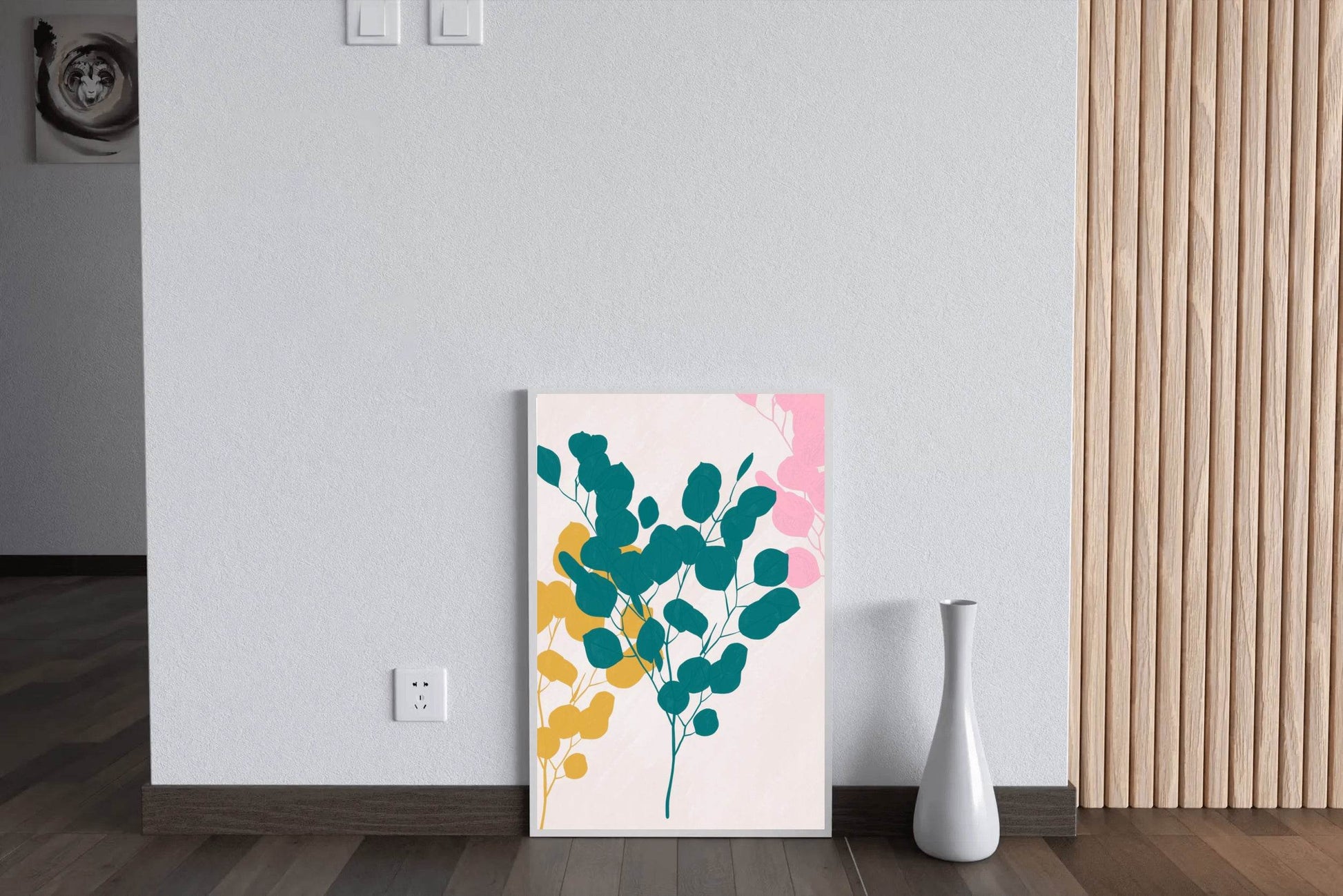 Tree Branch With Blue And Yellow Leaves Wall Art - beink online art store