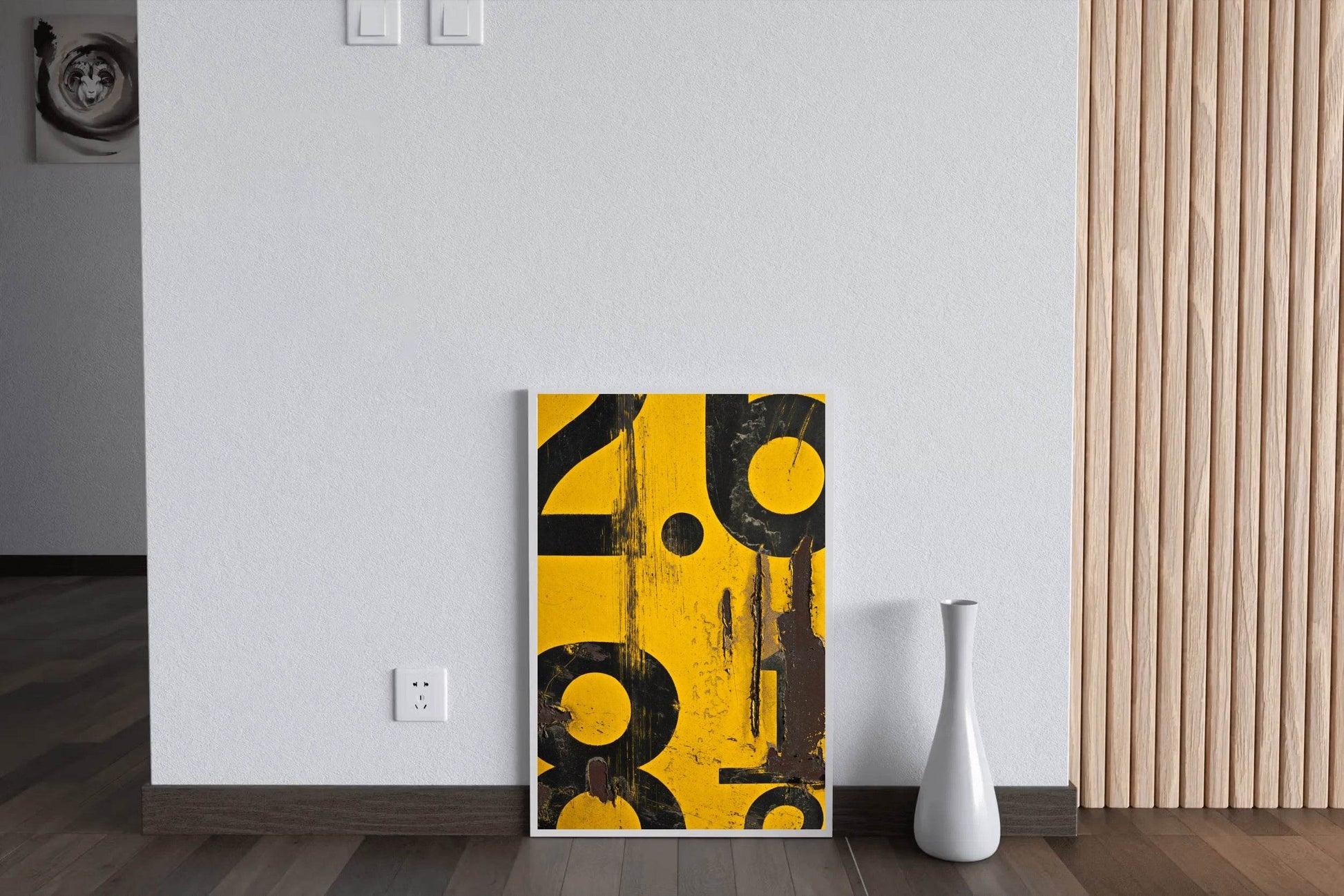 Digits With Yellow Background Abstract Wall Art - beink online art store