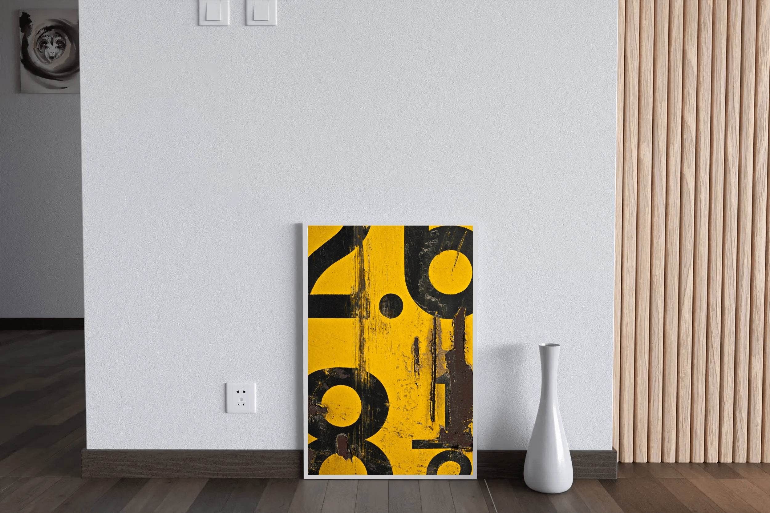 Digits With Yellow Background Abstract Wall Art - beink online art store