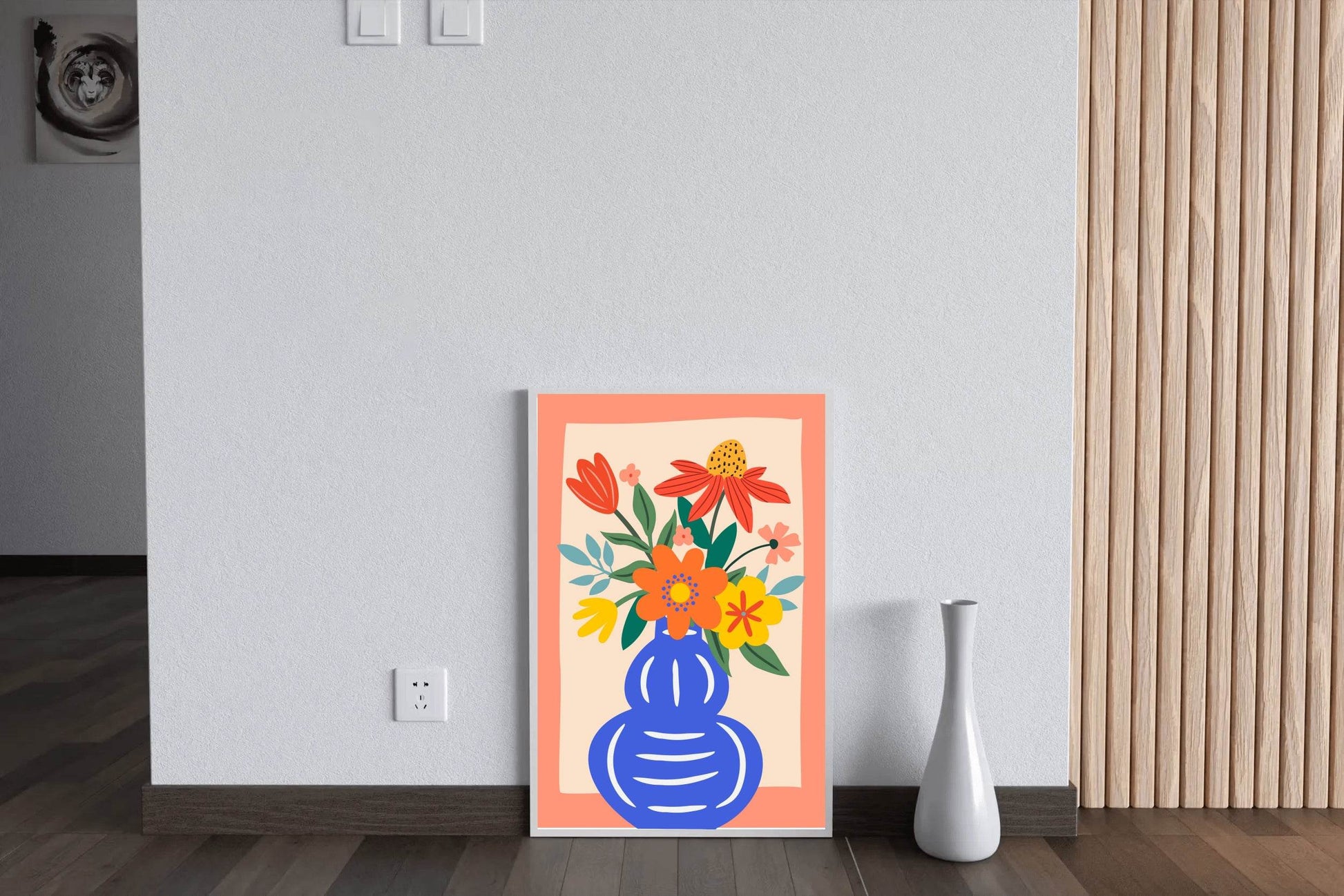 Painting a Blue Vase With Flowers Wall Art - beink online art store