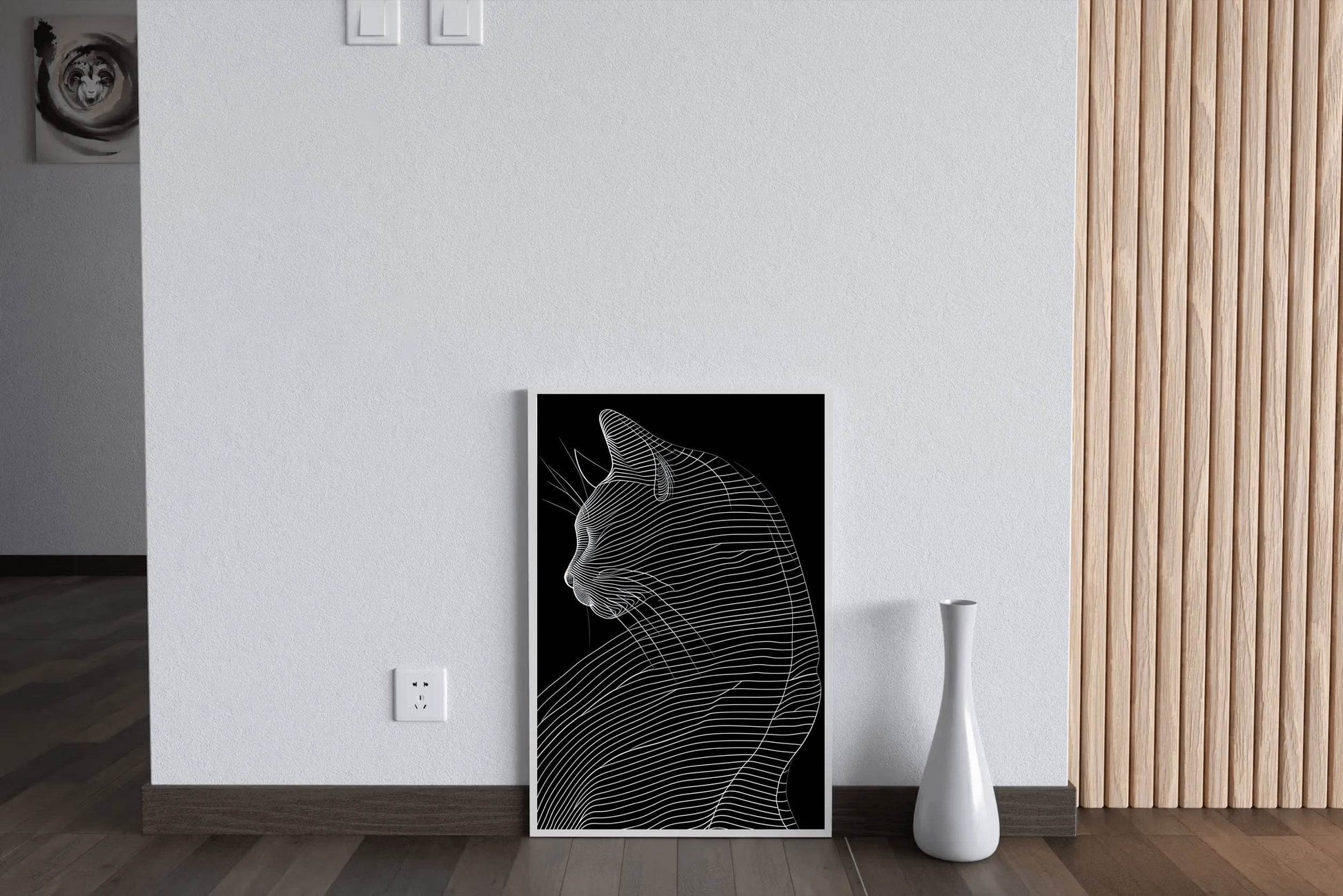 A Black and White Picture of a Cat - beink online art store