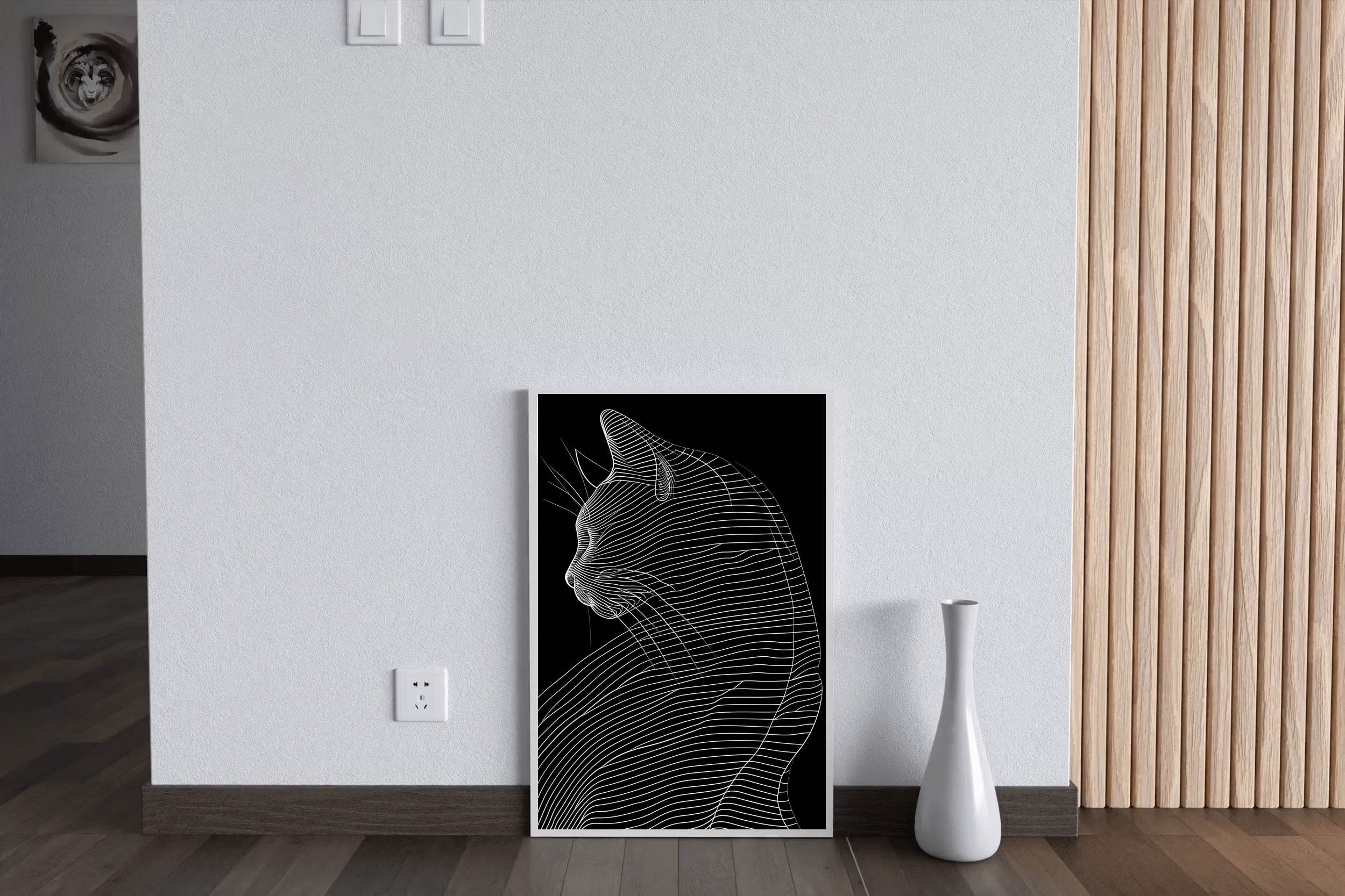 A Black and White Picture of a Cat - beink online art store