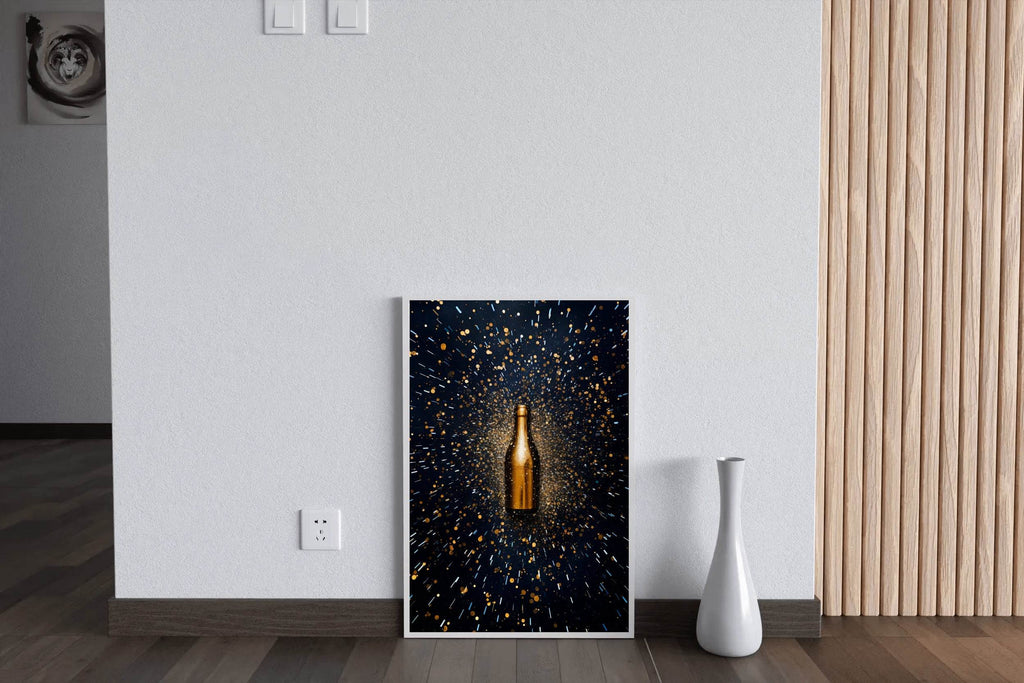 Golden Bottle Wall Art - beink online art store