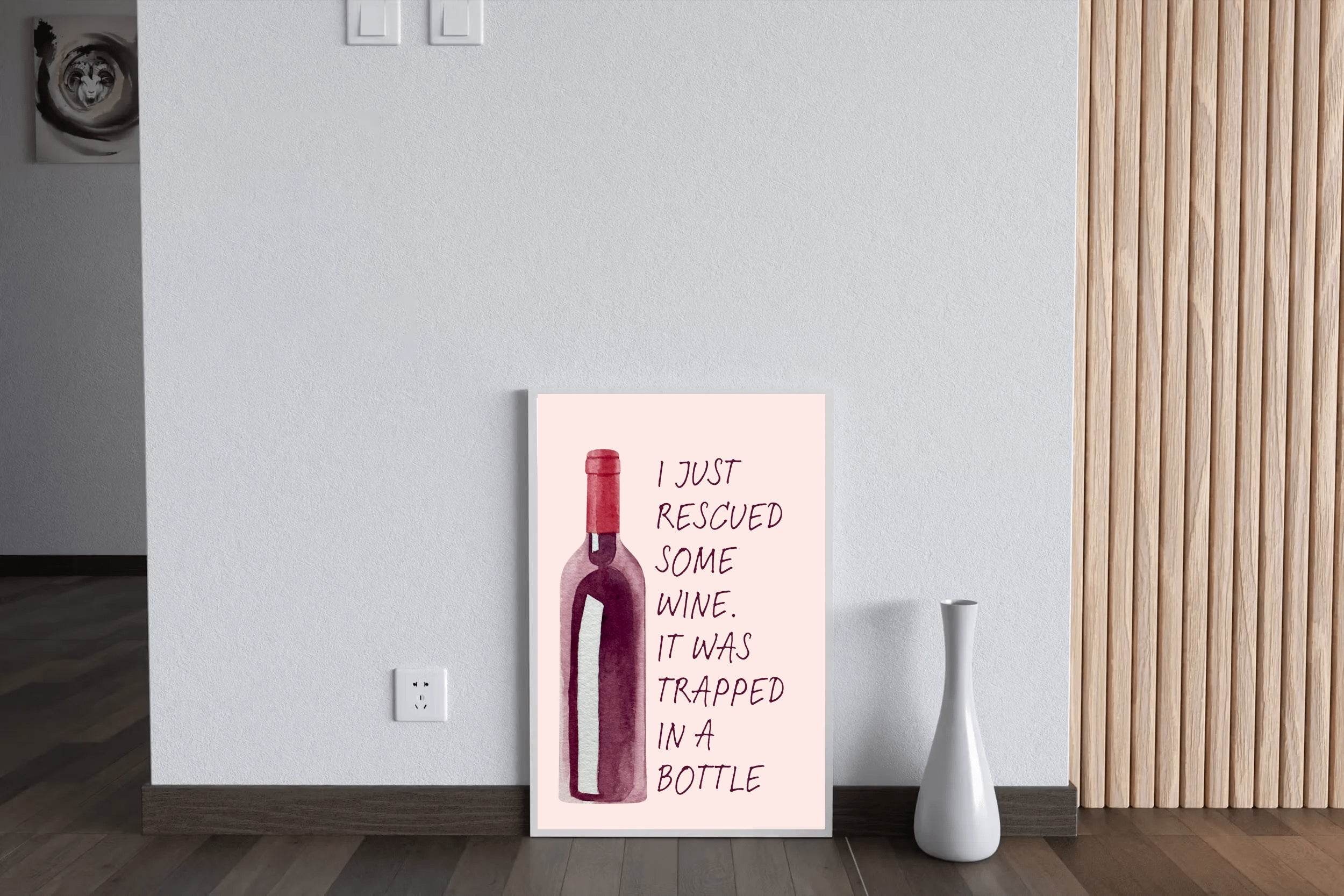 Old Wine Bottle Wall Art - beink online art store